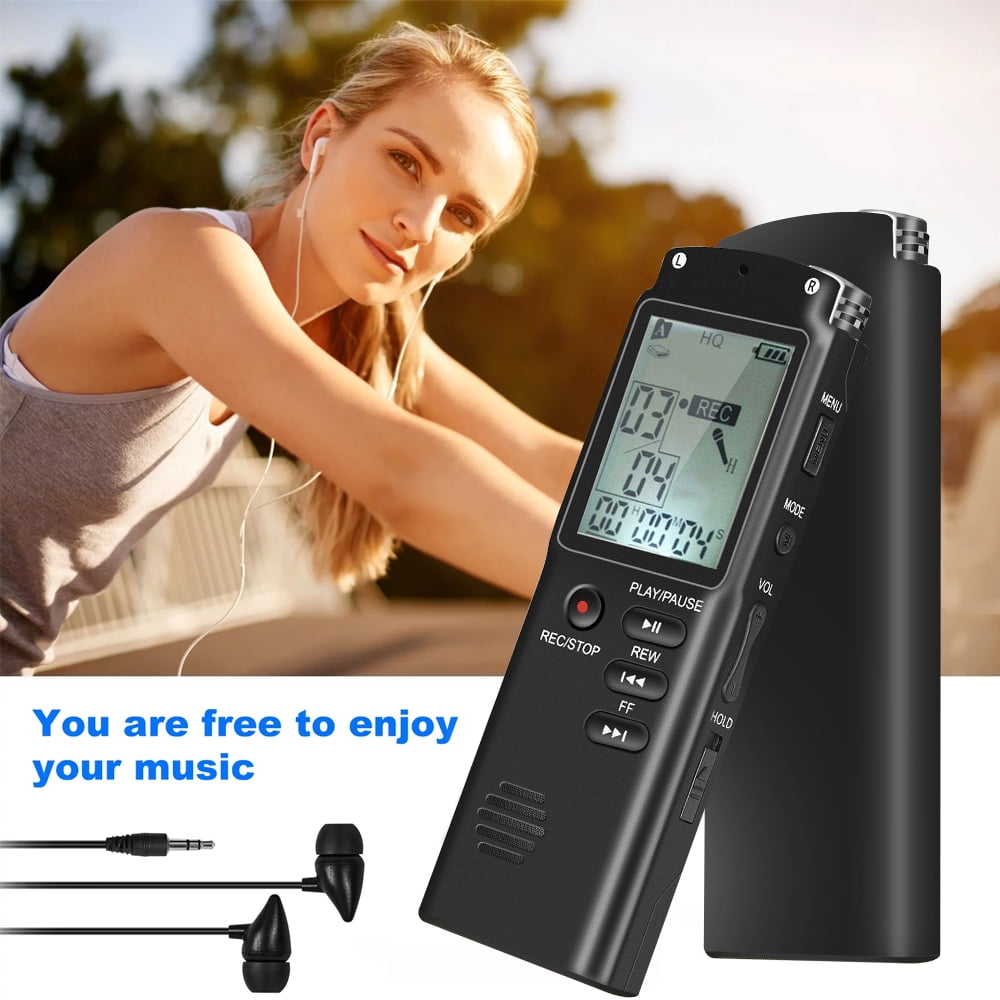 RONY Digital Voice Recorder, Portable Voice Activated Recording Device with Noise Reduction and MP3 Player (Black, 1 Pack) 8ymke