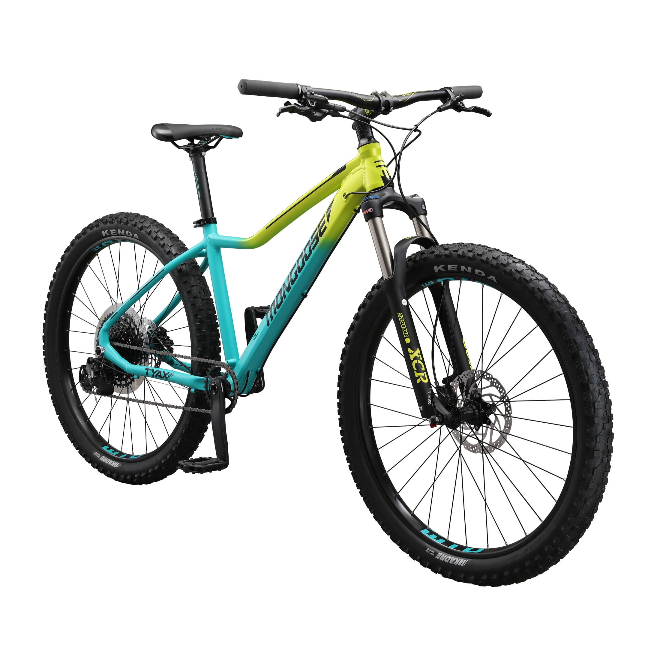 Mongoose Tyax 27.5 Expert Mountain Bike, High-Performance Hardtail Trail Bicycle (Yellow/Blue, 27.5 in) idfdj