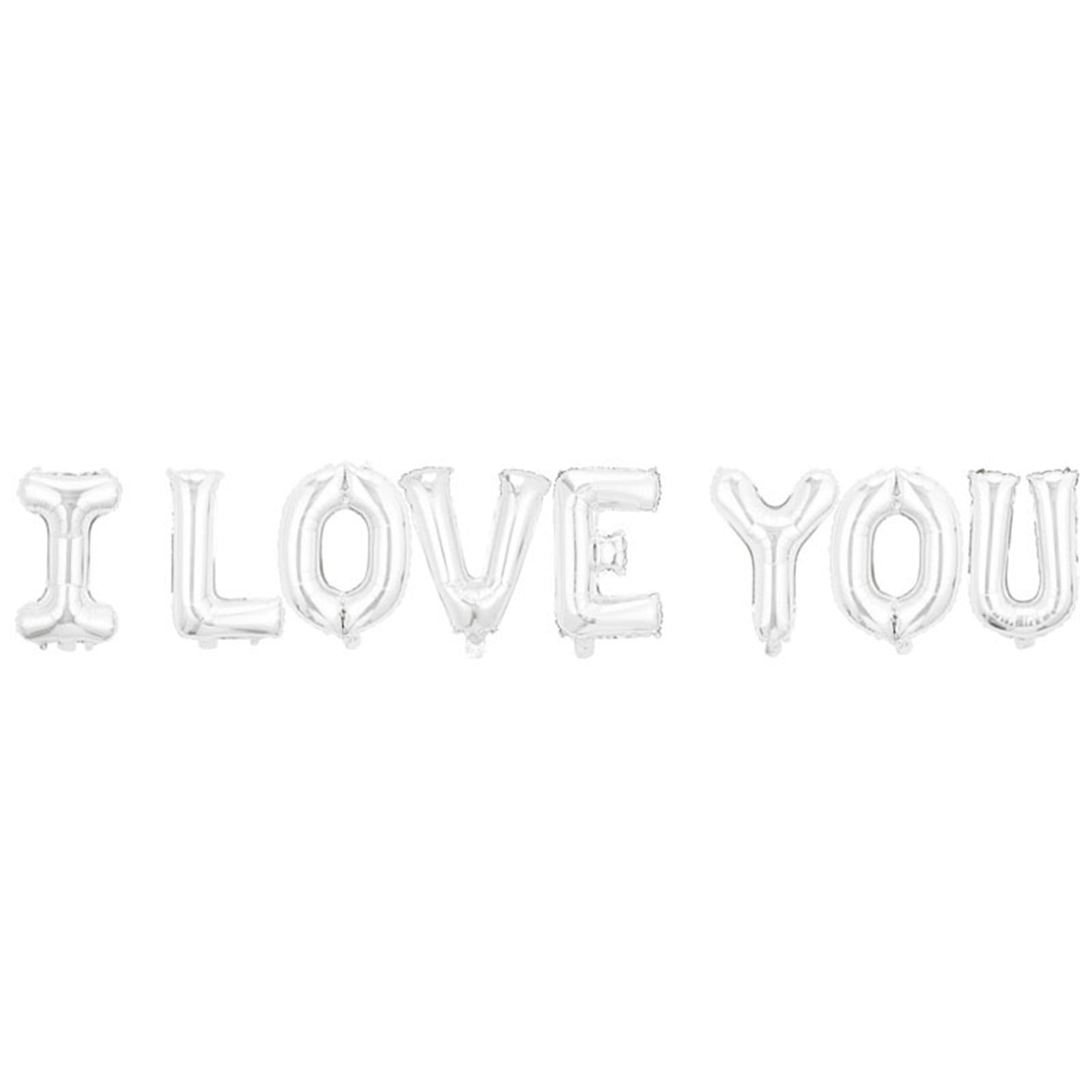 Fmbmuo I Love You Letter Balloon Set, Metallic Silver Foil Party Decorations (16 in) 08jay