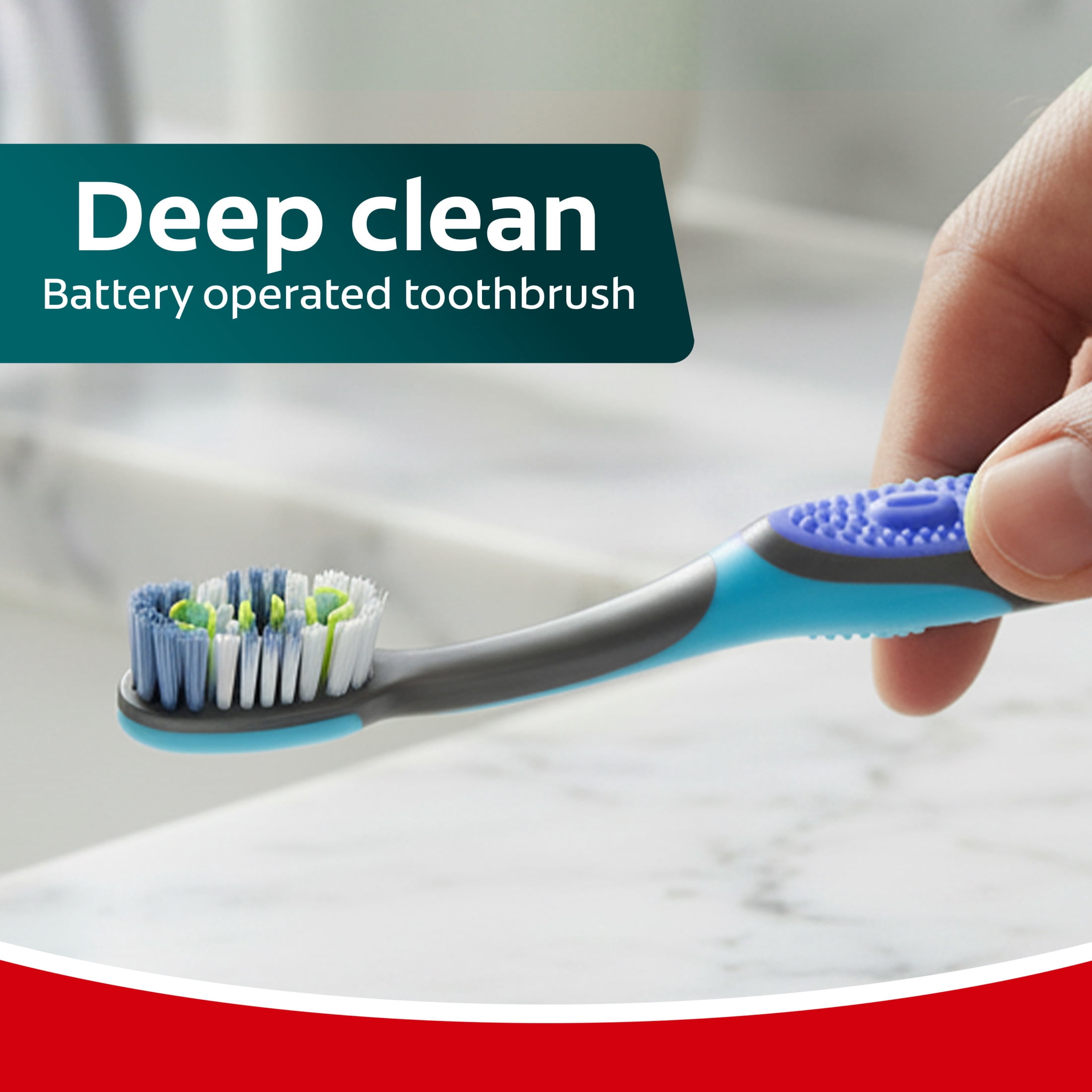 Colgate 360 Vibrate Deep Clean Battery Powered Electric Toothbrush with Soft Bristles (Blue, 1 Pack) 9x91z