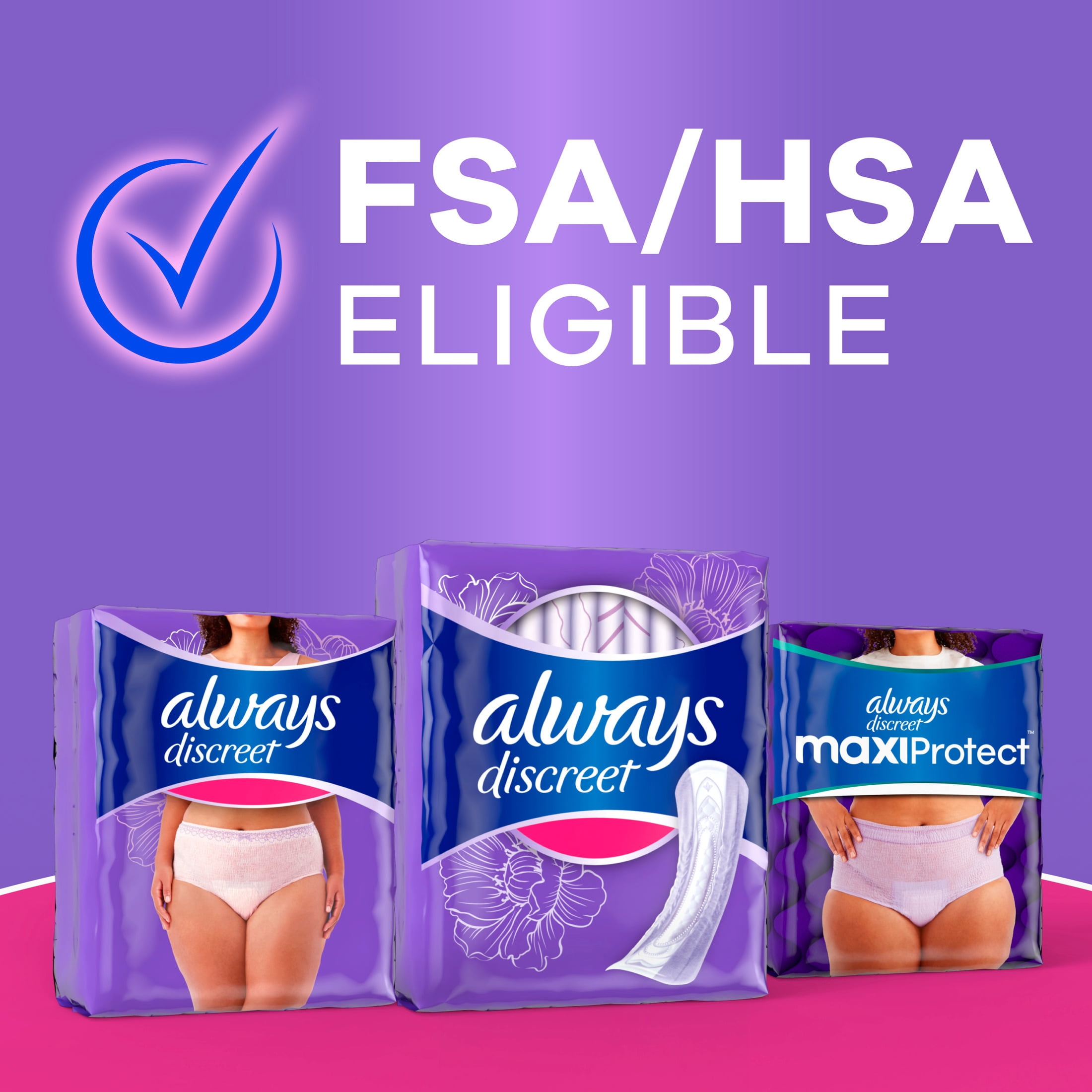 Always Discreet Incontinence Pads, Moderate Absorbency, Long Length (54 Count) p4zy0