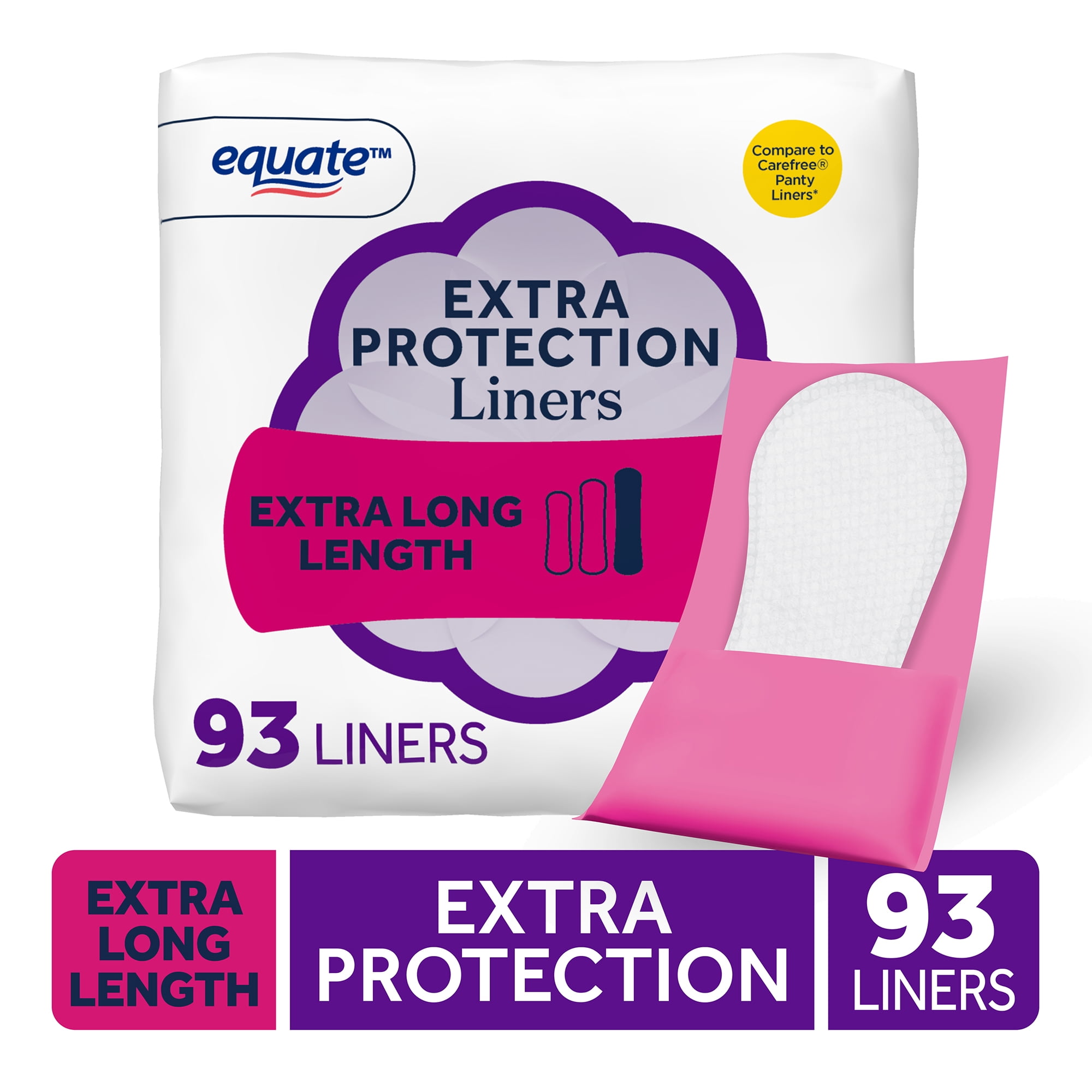 Equate Extra Protection Everyday Panty Liners, Extra Long Length (93 Count) jesbc