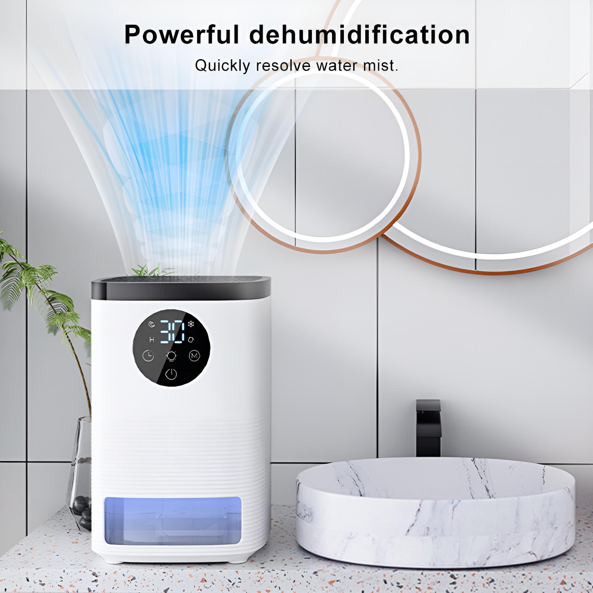 INSMART Smart Dehumidifier for Home, Ultra-Quiet Sleep Mode with Touchscreen Control (White, 50 fl oz) szyvi