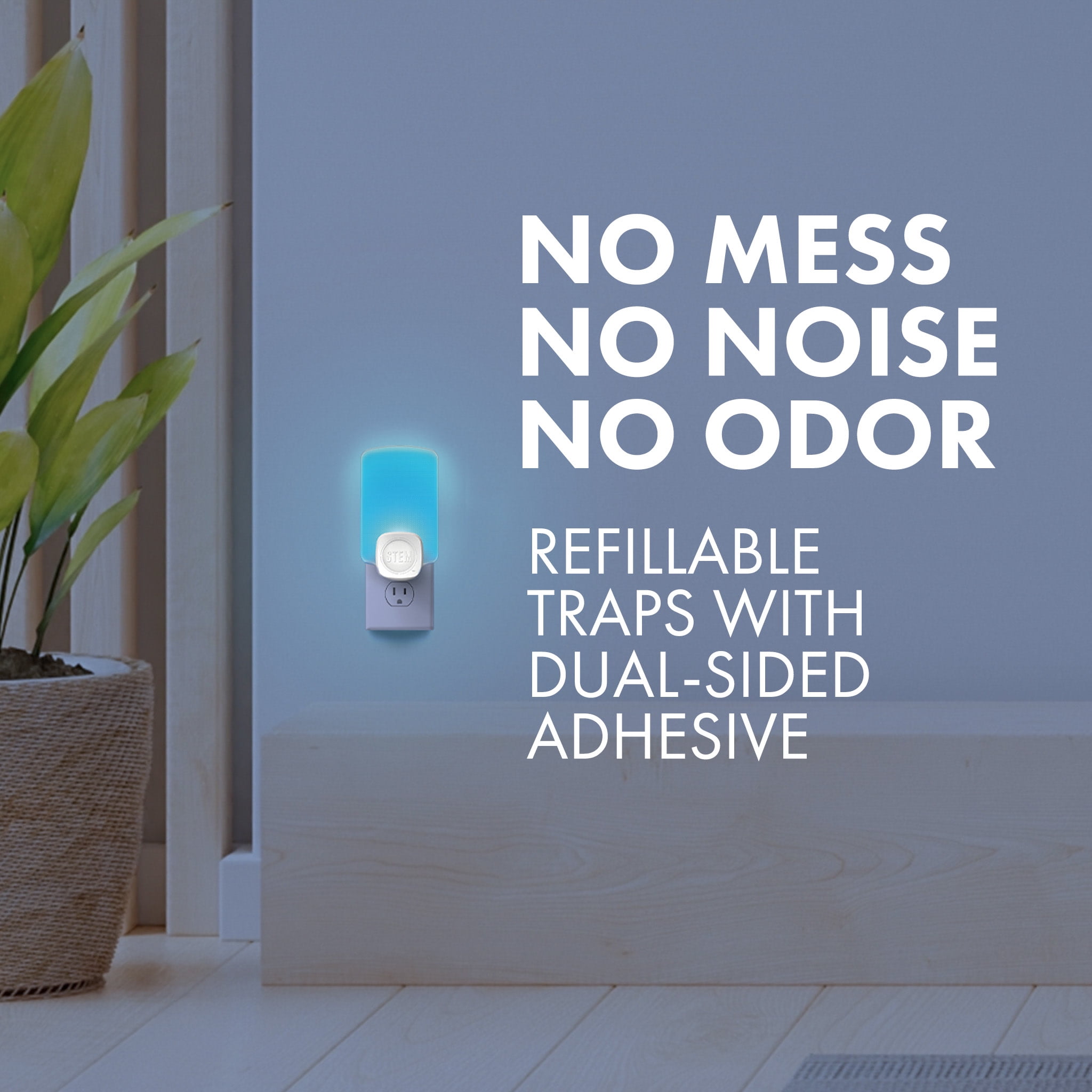 Stem Flying Insect Light Trap, Indoor Pest Control with Sticky Refill Cartridges (Blue, 1 Trap and 2 Cartridges) 6duv5