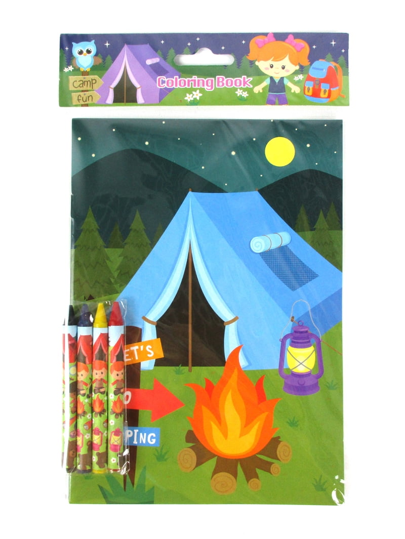 Tinymills Camping Coloring Book Party Favors Set (12 Pack, 9 in x 7 in) bqqvt