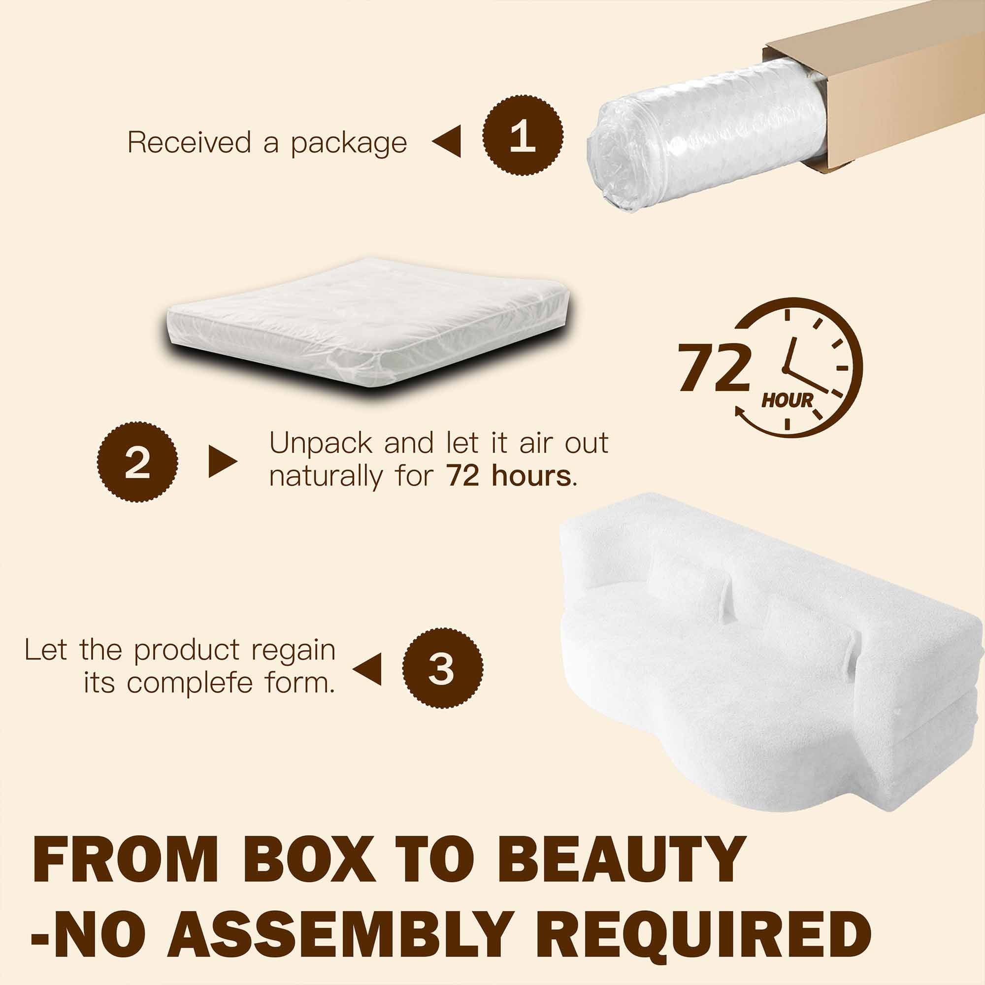 FIRSCOOK Convertible Sleeper Sofa Bed, Teddy Fabric Folding Floor Couch with 2 Pillows (Beige, Full Size) hx0zq
