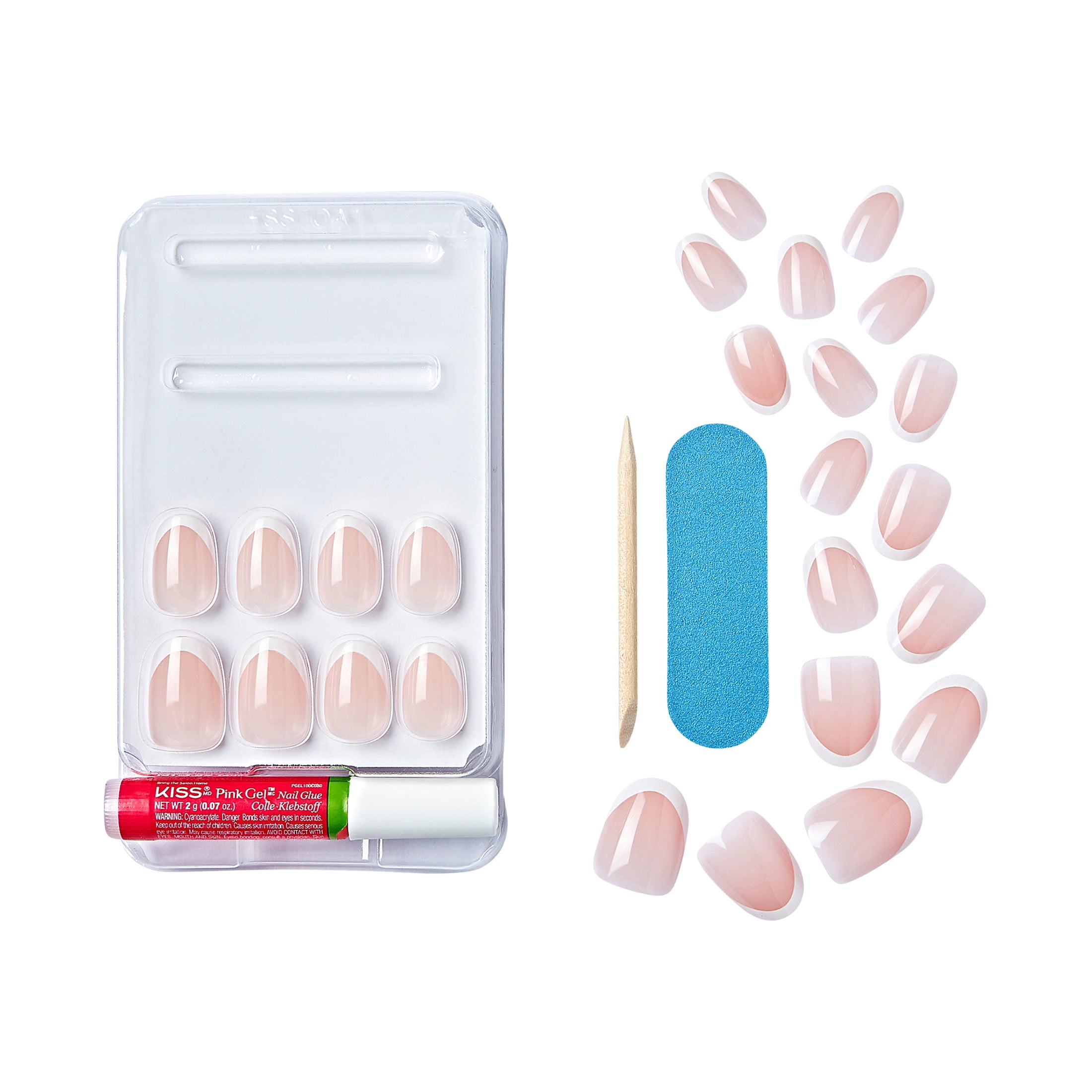 Kiss Classy French Tip Press-On Nails, Durable High-Shine Gel Finish (White, Short Oval, 28 Count) bb9qa