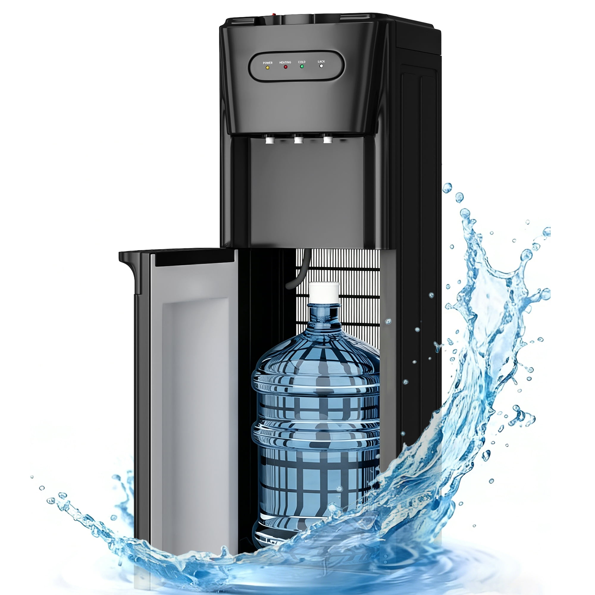 UrbanSync Bottom Loading Water Dispenser with 3 Temperature Settings and Child Safety Lock (Black, 3 or 5 Gallon Capacity) jmxcs