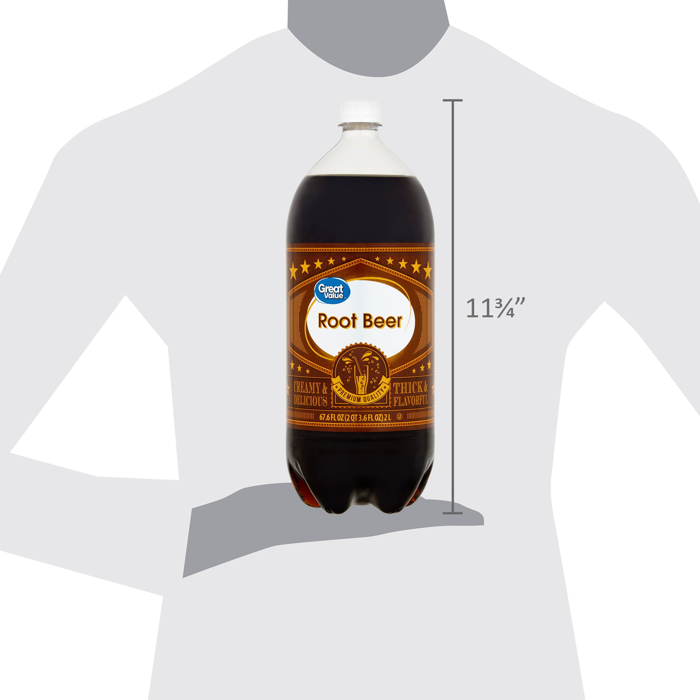 Great Value Root Beer Soda (Classic Creamy Flavor, 67.6 fl oz) ptcwn