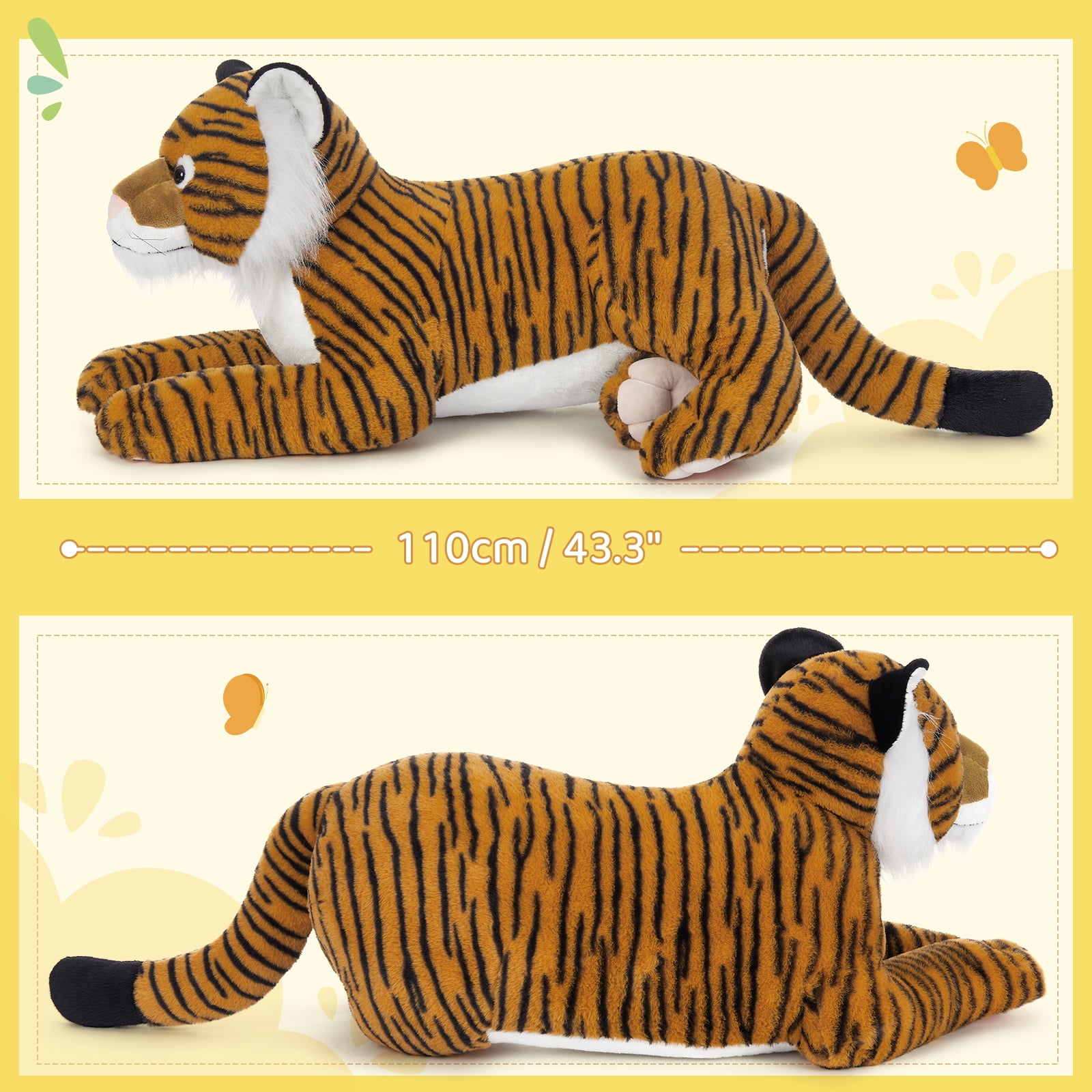 MorisMos Giant Tiger Stuffed Animal Realistic Large Plush Toy (Brown, 43 in) 0x8od