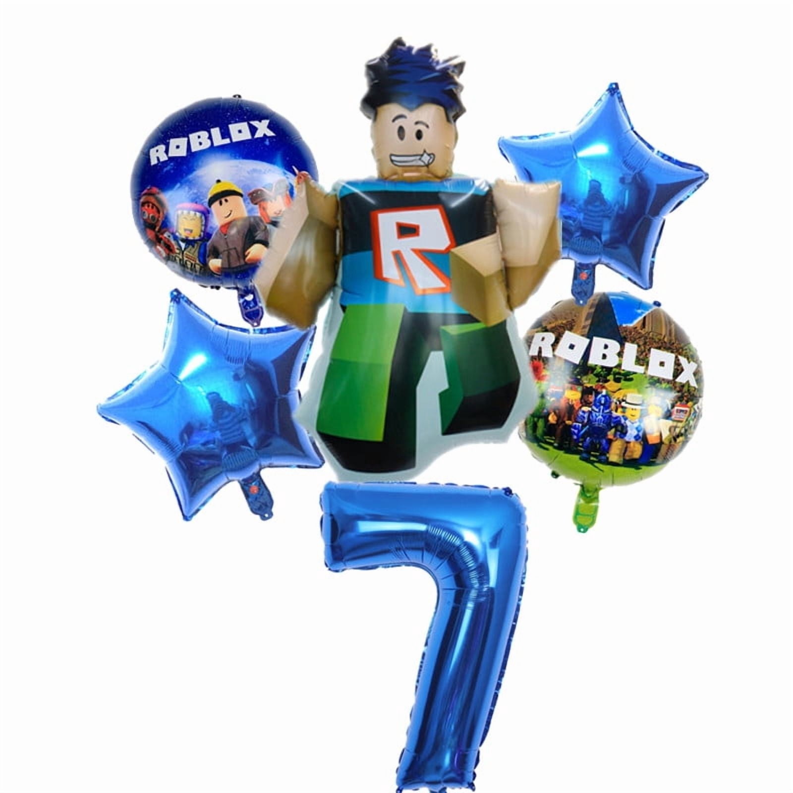 Htrade Roblox Birthday Party Foil Balloons (Blue, 6 Pack) 7f9ut