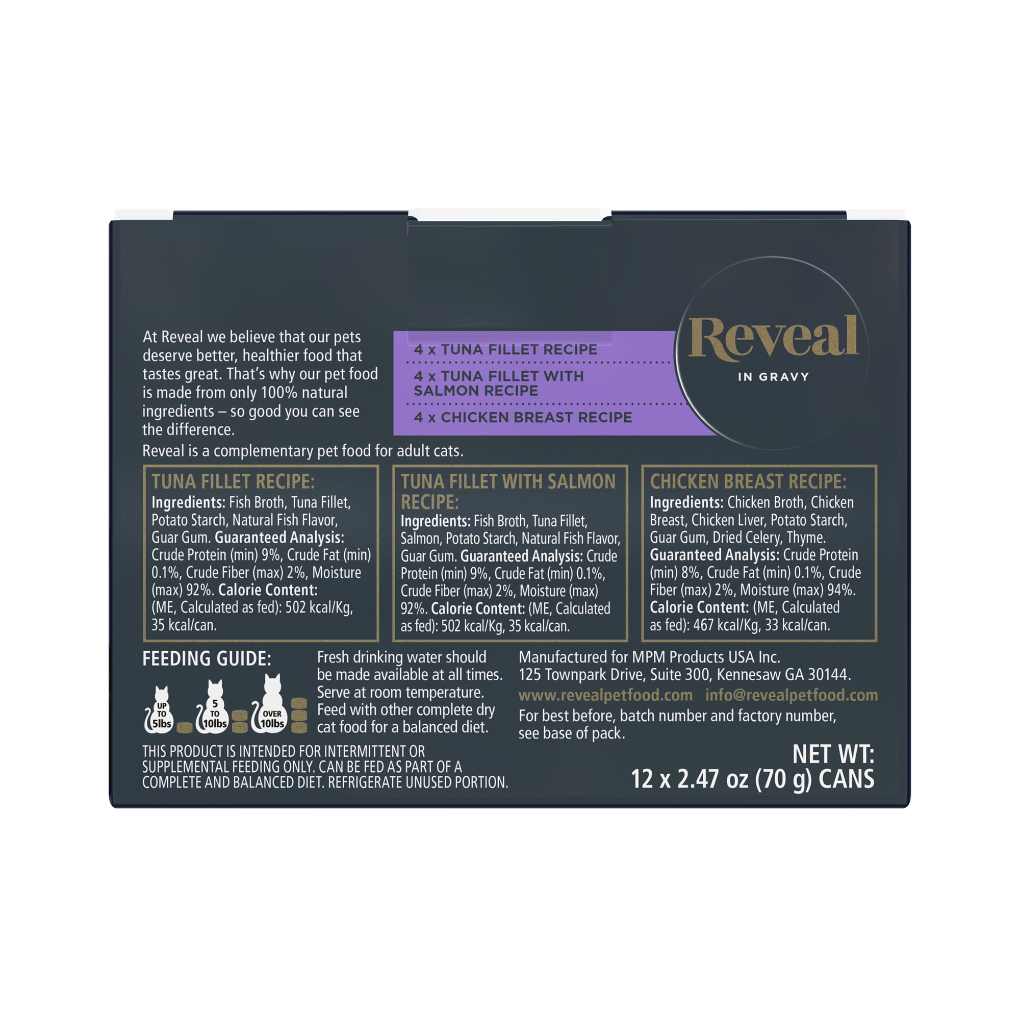 Reveal Natural Wet Cat Food, Fish & Chicken in Gravy Variety Pack (Multi-Flavor, 12 x 2.47 oz) x0era