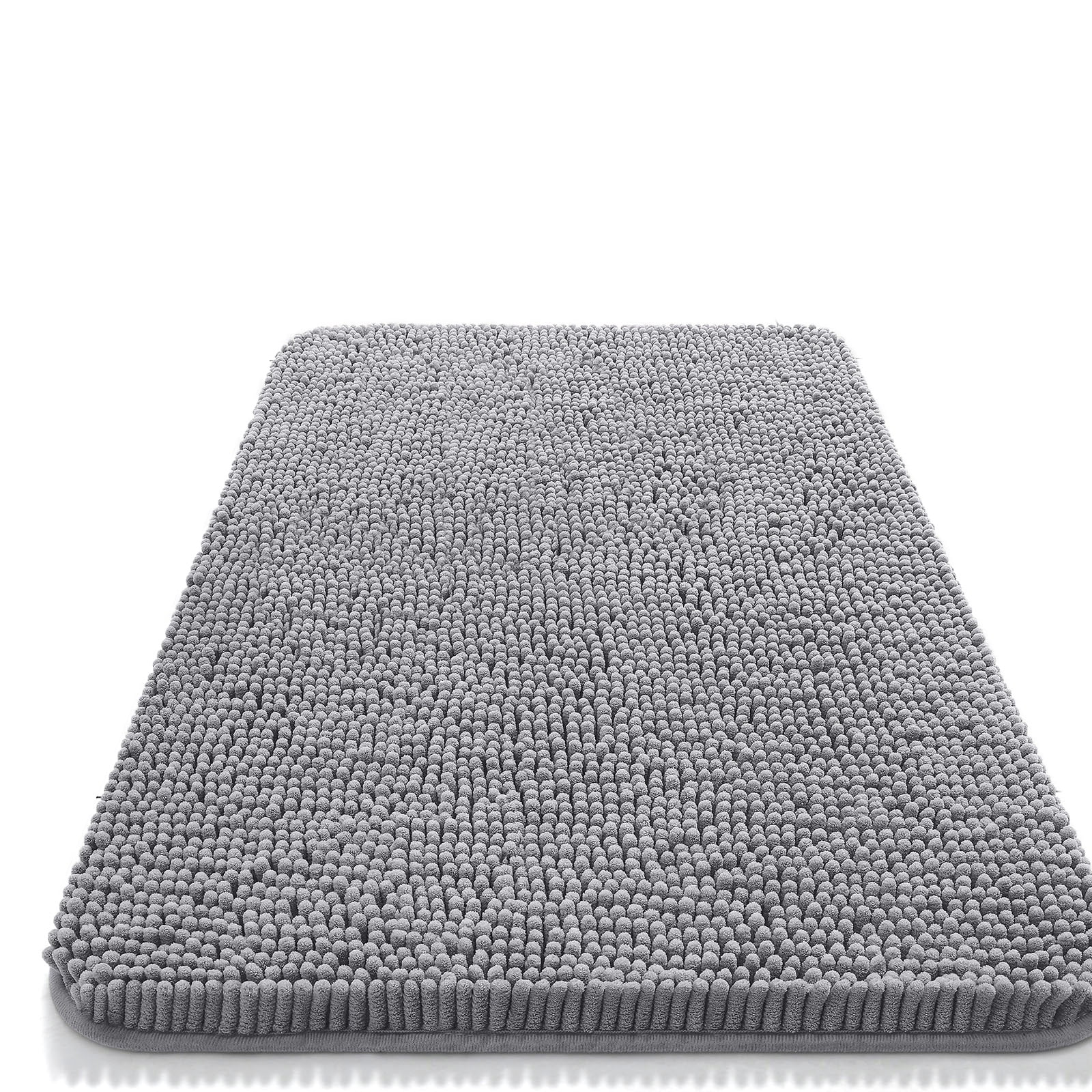 Buganda Bathroom Rug, Non-Slip Chenille Bath Mat, Quick-Dry Plush Floor Carpet (Grey, 30 in x 20 in) jzsre