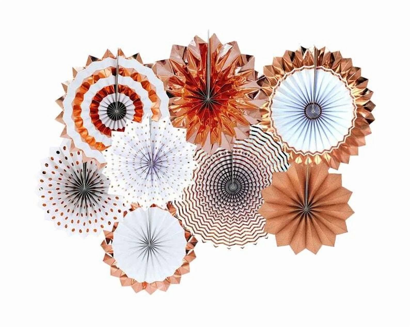 VAULT Rose Gold Hanging Paper Fans Decoration Set for Weddings and Birthdays (6 Pack) 7w8qu