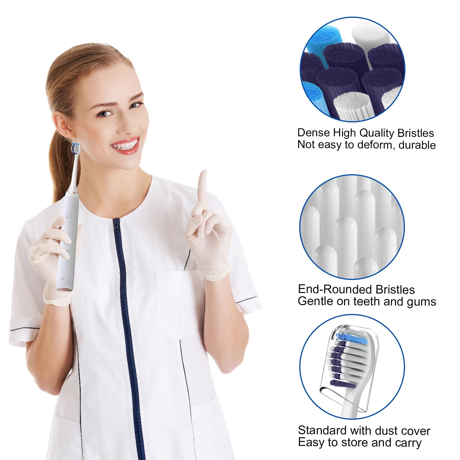 Valuabletry Replacement Brush Heads for Philips Sonicare Electric Toothbrush (White, 8 Pack) q11hq