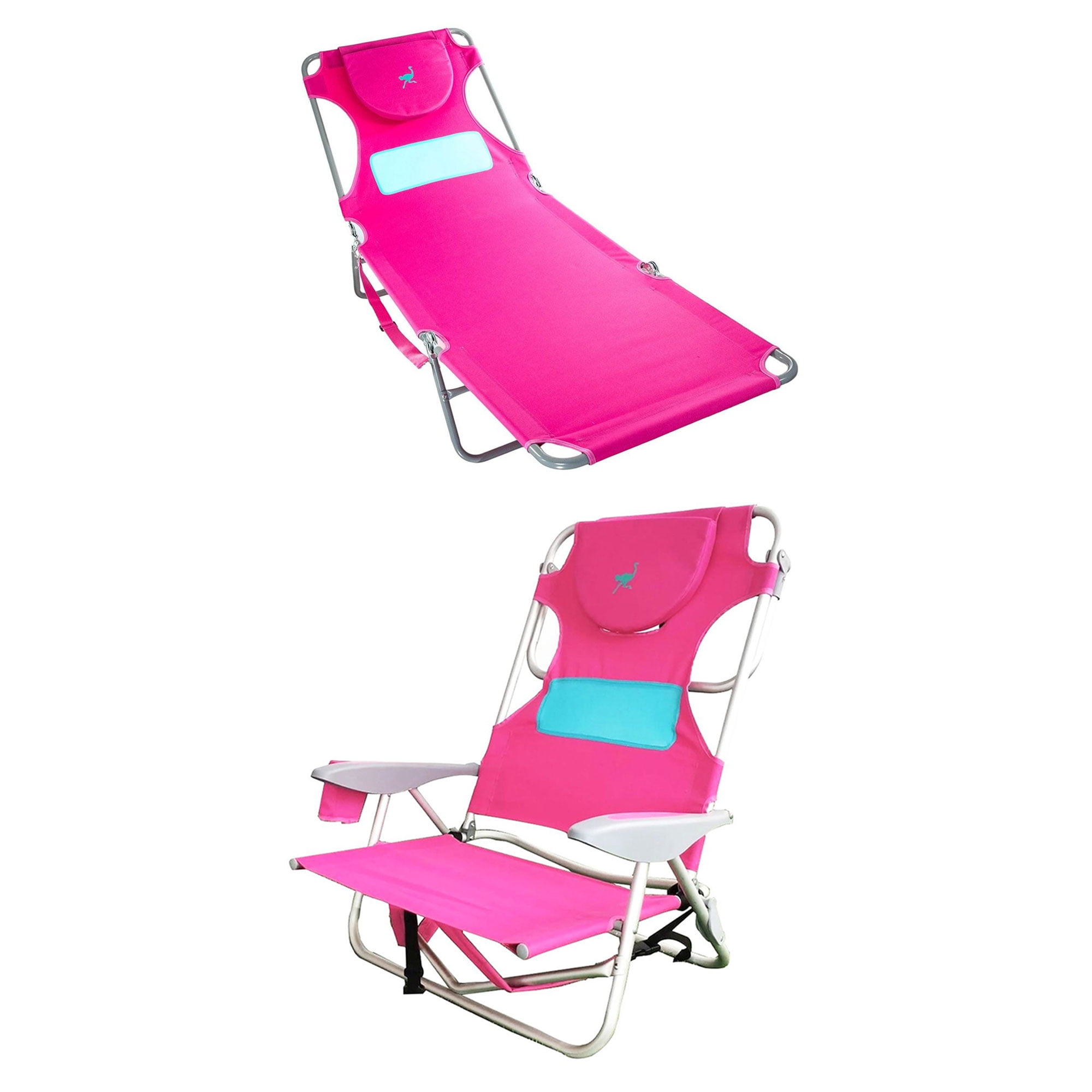 Ostrich Ladies Comfort Lounger and Backpack Beach Chair (Pink, 72 in) m227t