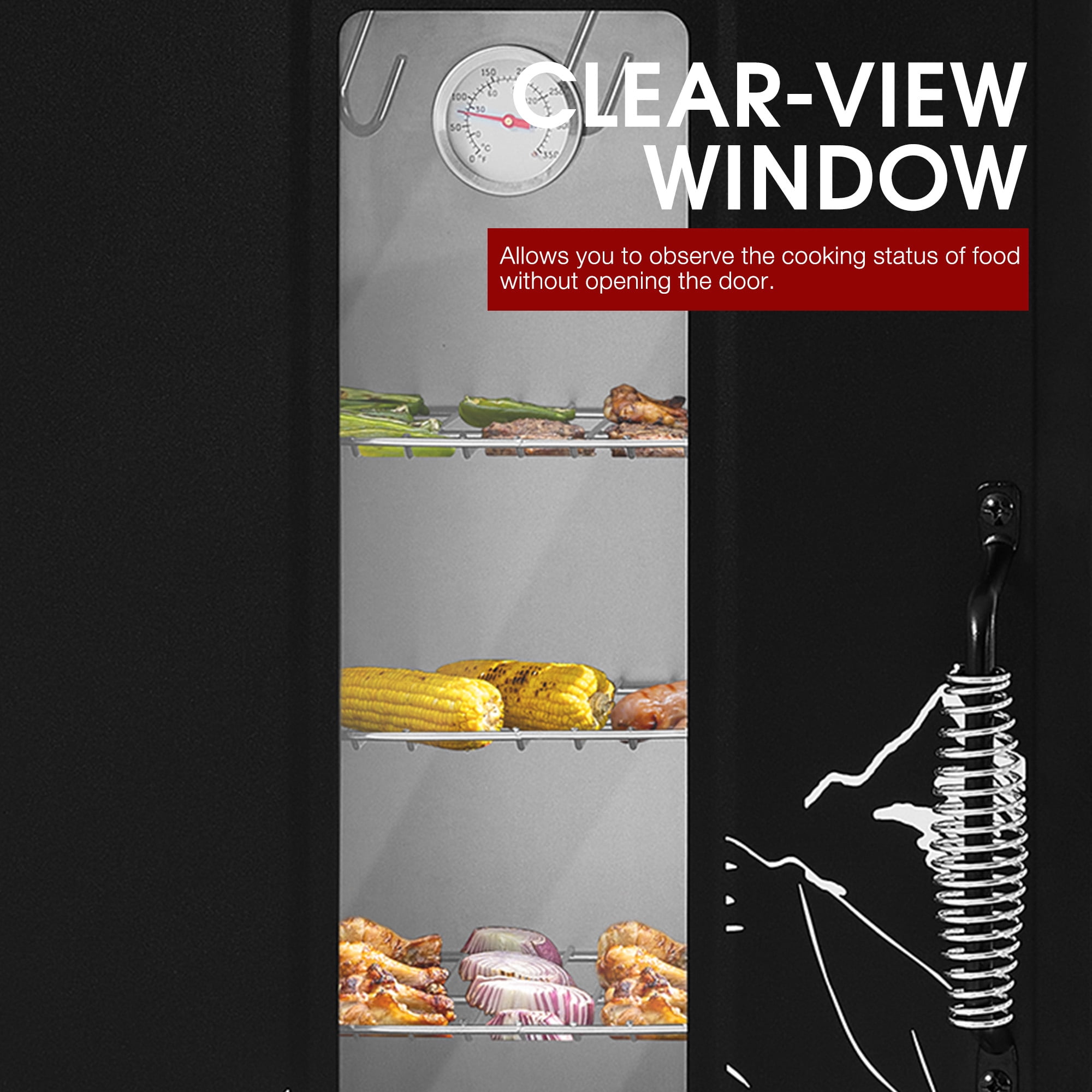 Royal Gourmet SE2806 28-inch Analog Electric Smoker with Clear-view Window and 3 Racks (Black, 22.68 in x 20.87 in x 37.32 in) 5lc3x