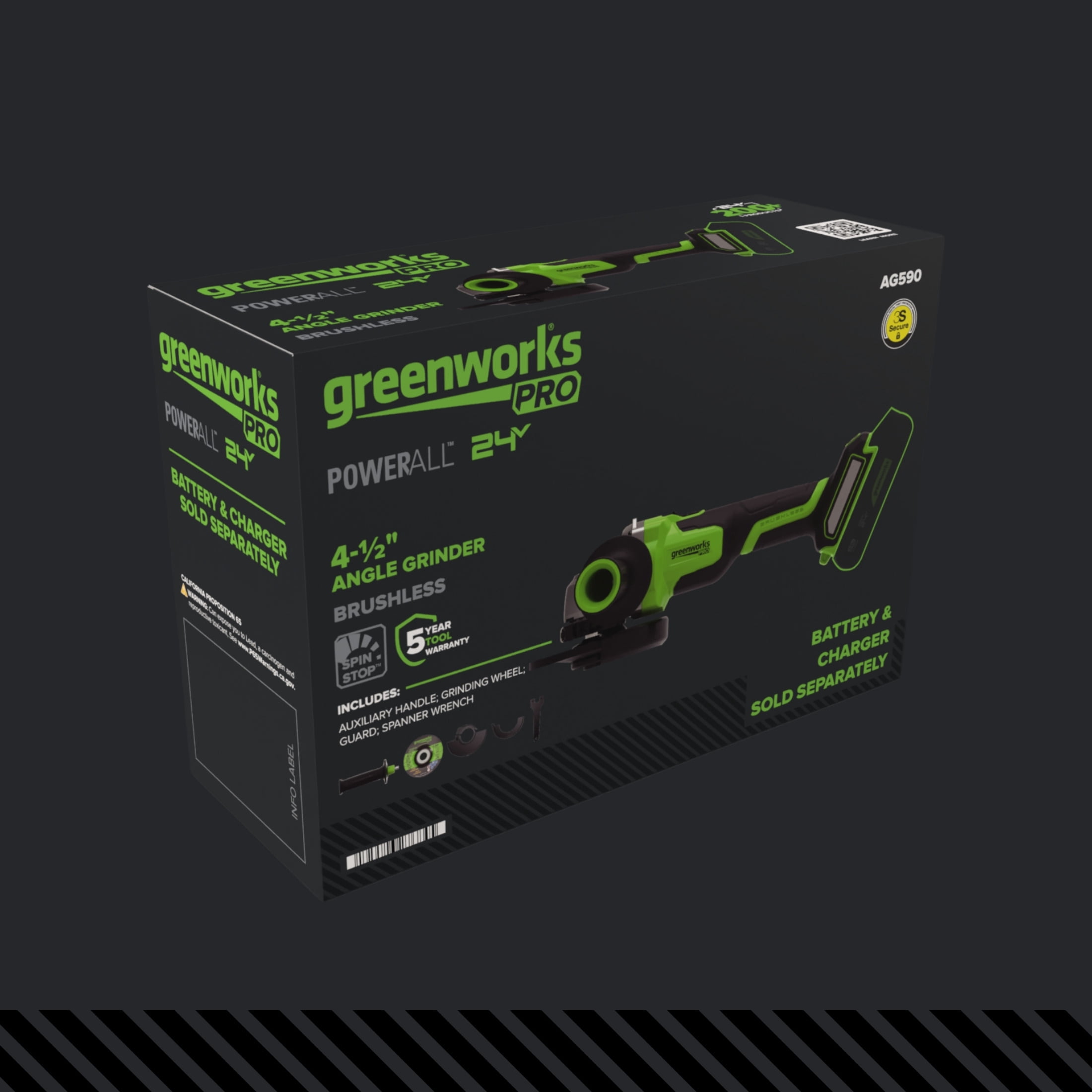 Greenworks Pro PowerAll 24V Brushless Angle Grinder (4.5 in, Tool Only) 8uoyi