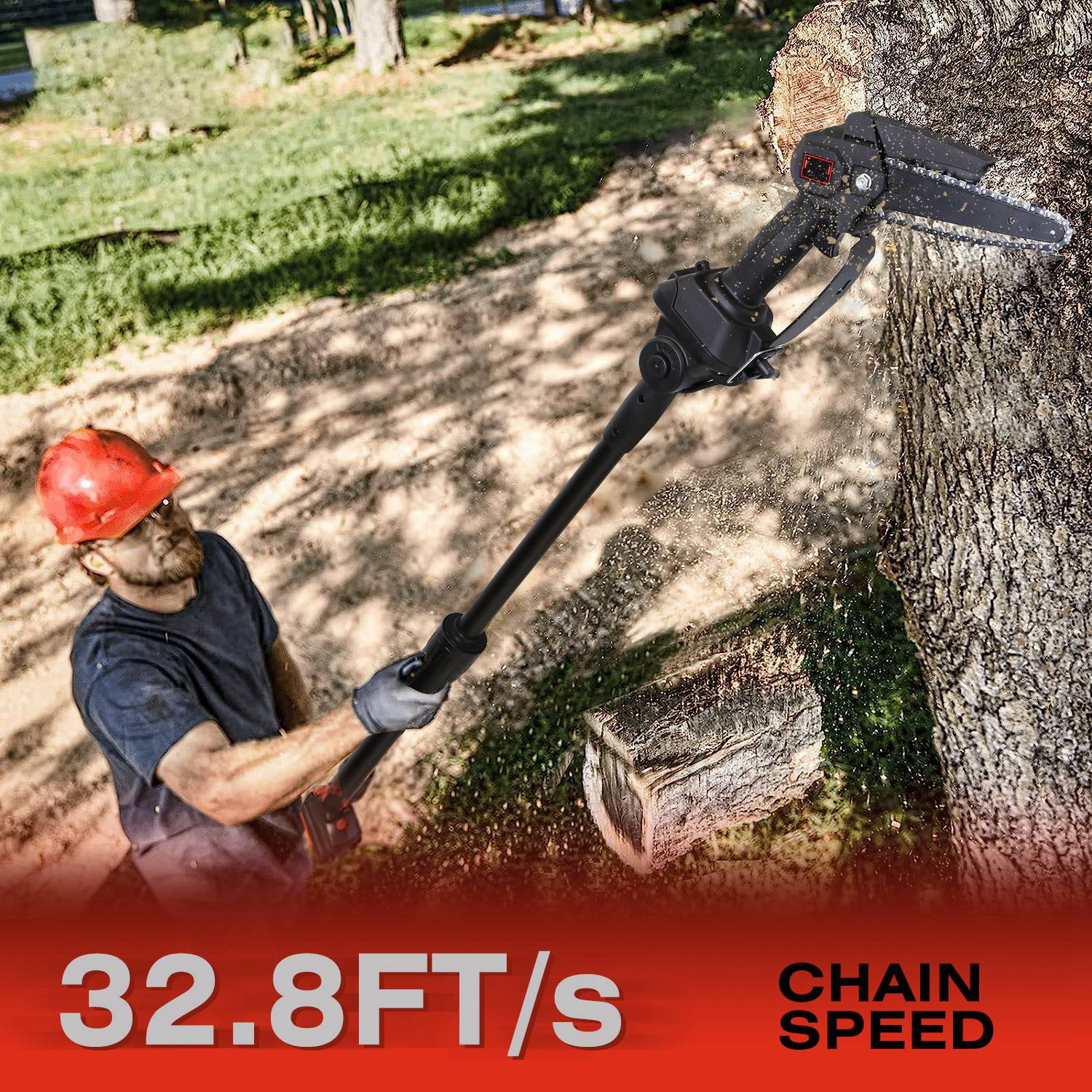iMounTEK 2-in-1 Cordless Pole Saw and Mini Chainsaw, Adjustable Reach for Tree Trimming (Black, 71.3 in) s2zc6