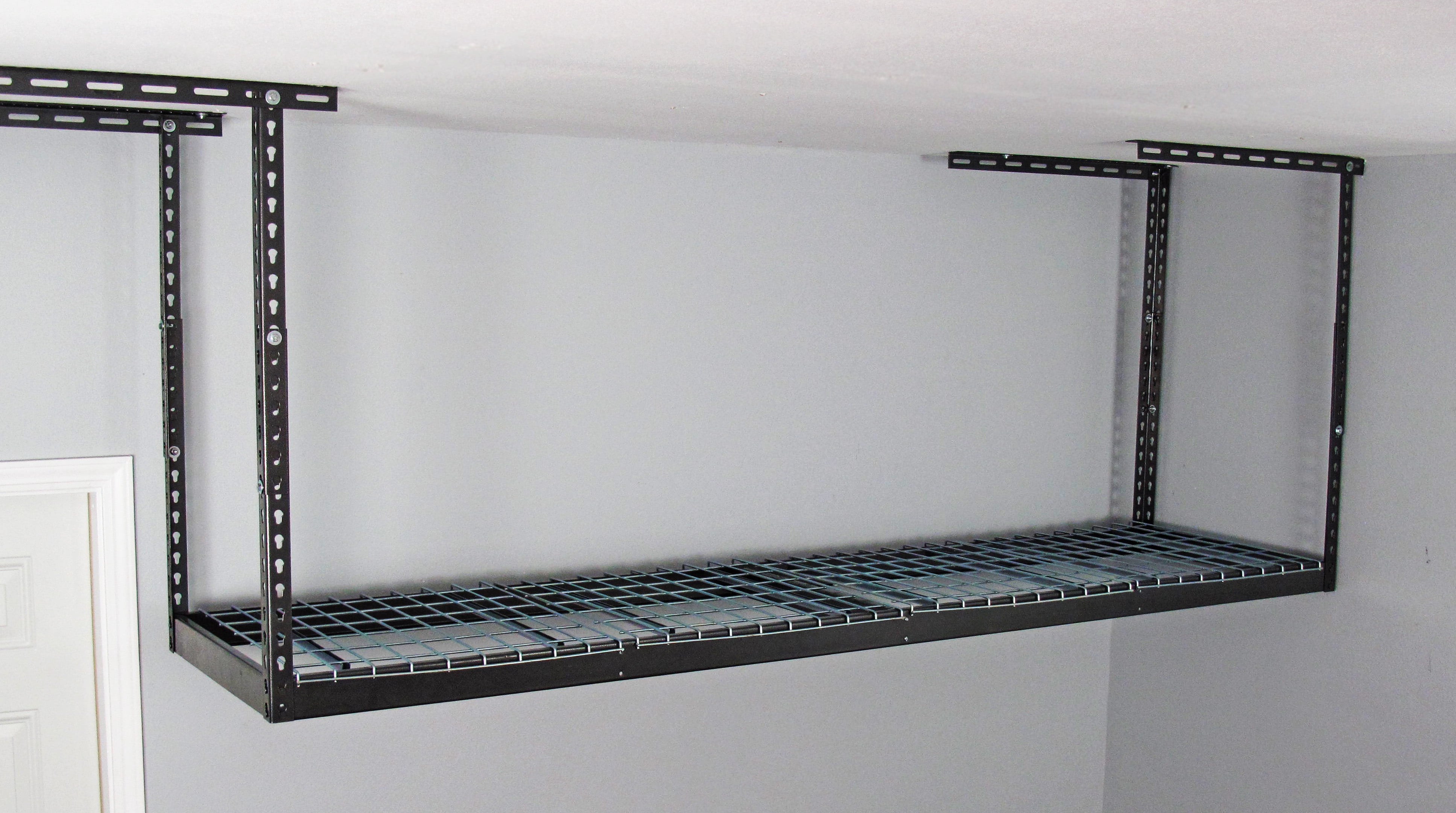 MonsterRax 2x8 Overhead Storage Rack, Heavy-Duty Ceiling Mount Garage Organizer (Hammertone, 12 in to 21 in Drop) 1wiii