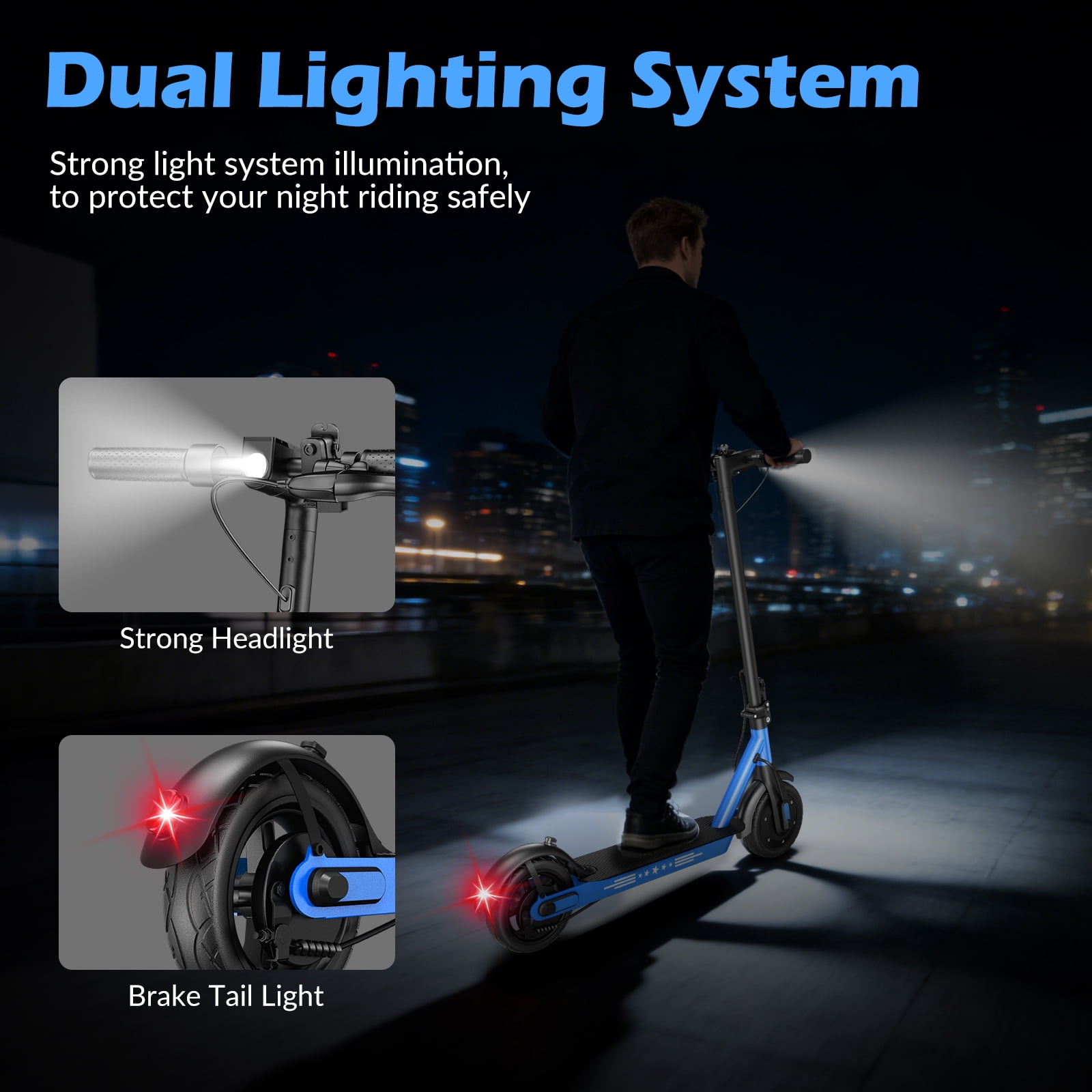 COCOMILA Electric Scooter for Adults, 350W Motor, 19MPH Foldable Commuter E-Scooter (Blue, 10 in Tires) lpa14