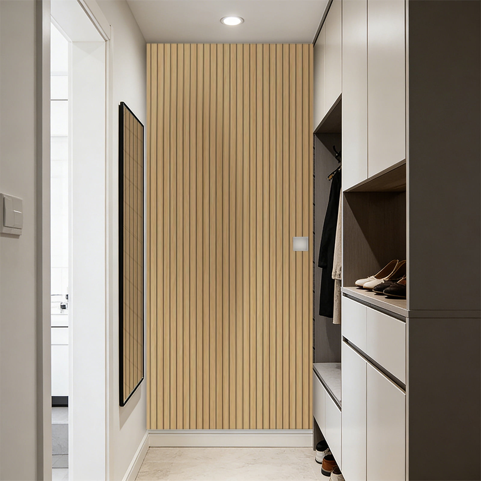 Aoznliie Peel and Stick Wallpaper, Waterproof Striped Contact Paper for Kitchen and Bathroom (Beige, 16 in x 118 in) 76zcr