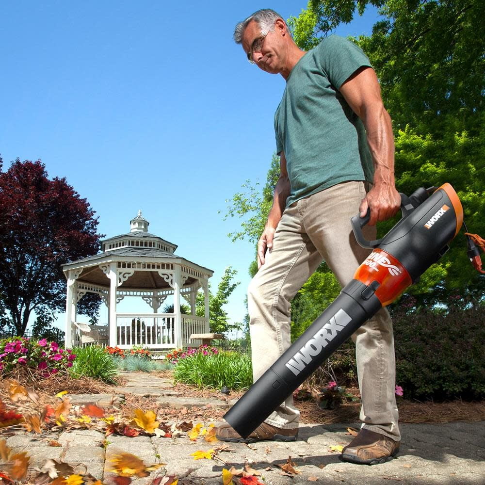 WORX WG520 Turbine 600 Electric Leaf Blower, 600 CFM High-Capacity Airflow (Orange/Black, 18.19 in x 9.76 in x 11.02 in) inixz