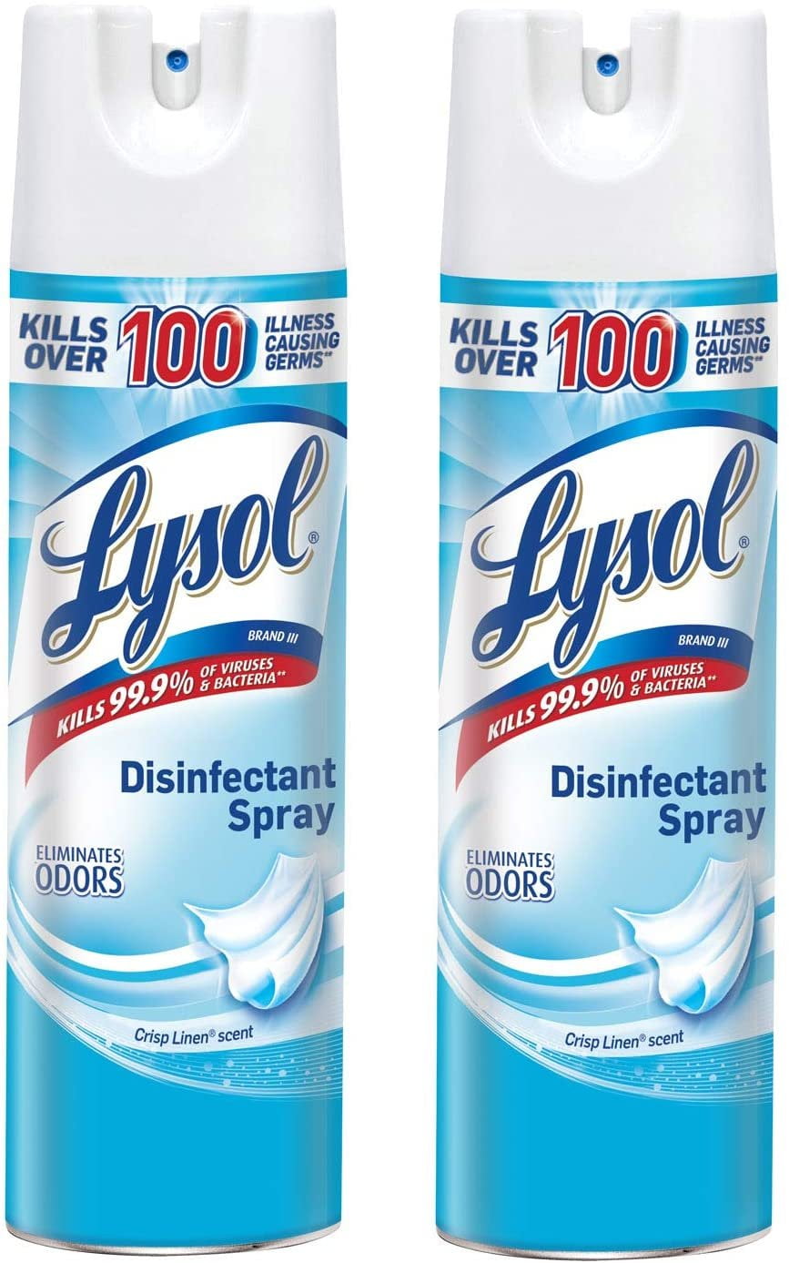 Lysol Disinfectant Spray, Crisp Linen Scent, Multi-Surface Sanitizer (19 oz, 2 Pack) rvuv1