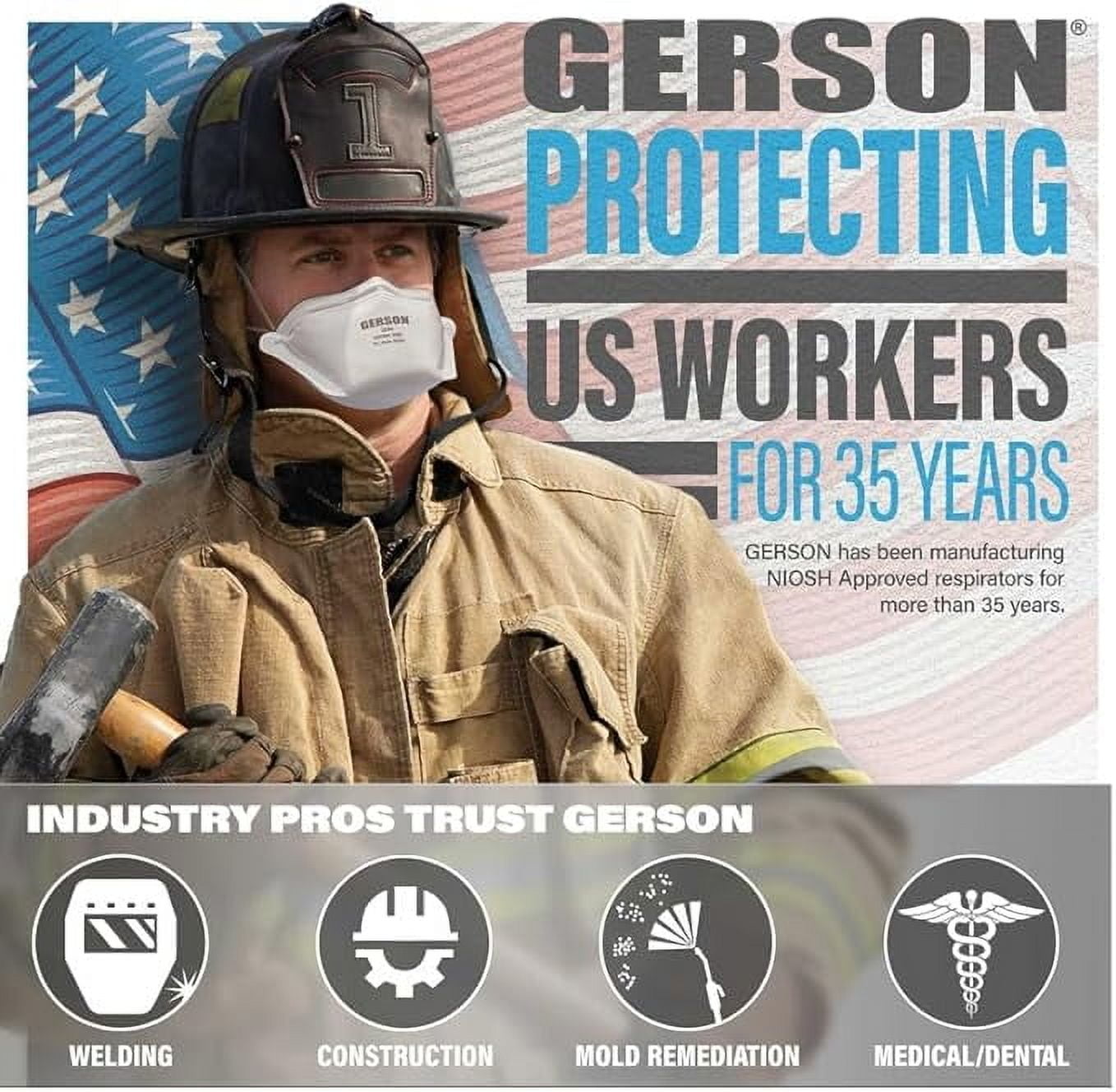 Gerson N95 Pouch Respirator (3230) NIOSH-Approved Protective Face Mask (White, 50-Pack) p34l7