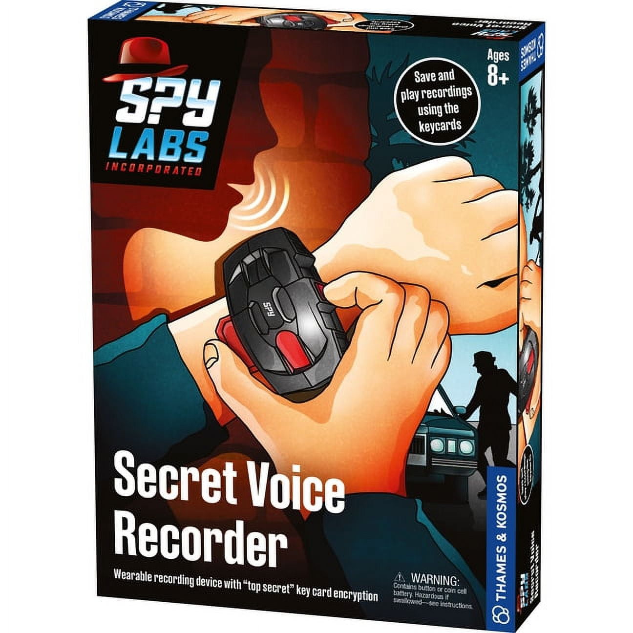 Thames & Kosmos Spy Labs Secret Wearable Voice Recorder with Secure Keycard Playback (Black, 1 Unit) lt198