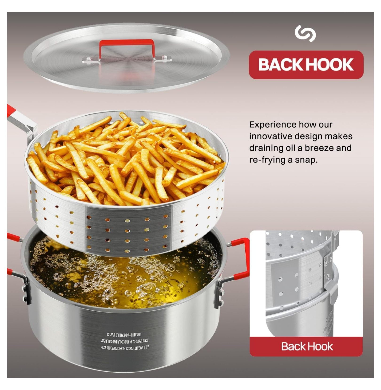 AMFWALAMF 10QT Aluminum Fish Fryer Pot with Basket and Lid (10QT) e5r5q