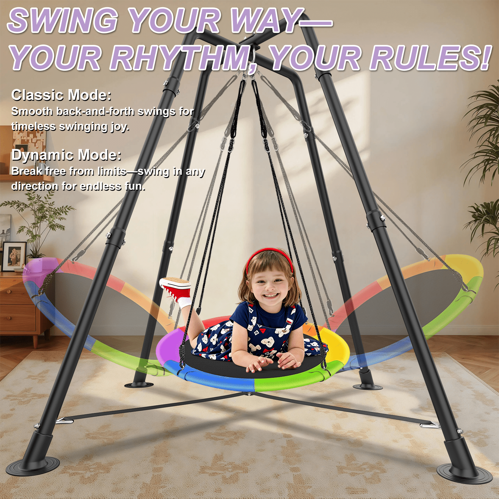 G TALECO GEAR Saucer Swing Set with Stand, Heavy-Duty Indoor Outdoor Kids Play Equipment (35 in, 330 lb) 5bg60