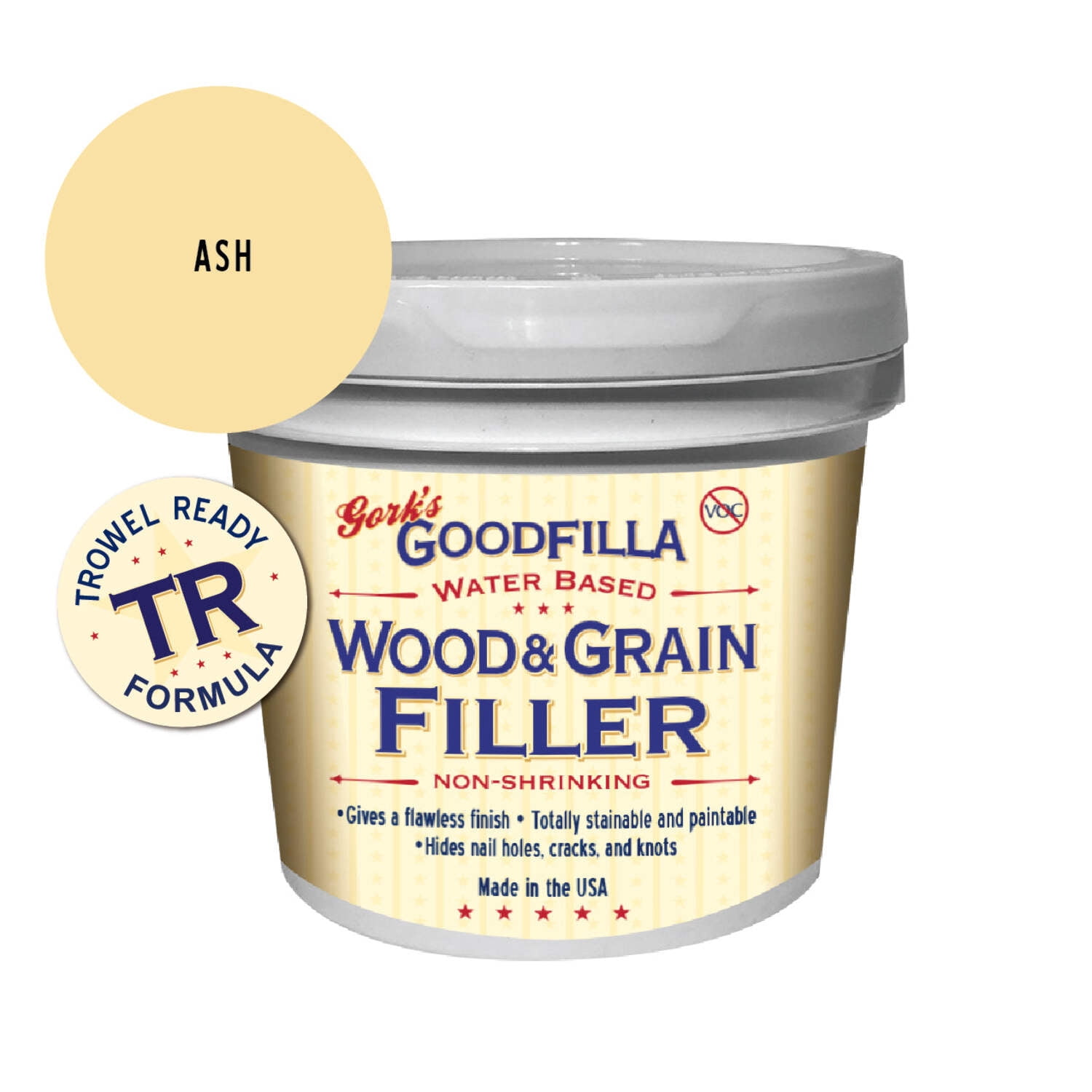 GoodFilla Trowel-Ready Water-Based Wood & Grain Filler for Hardwood and Furniture (Alder, 32 fl oz) kqay1