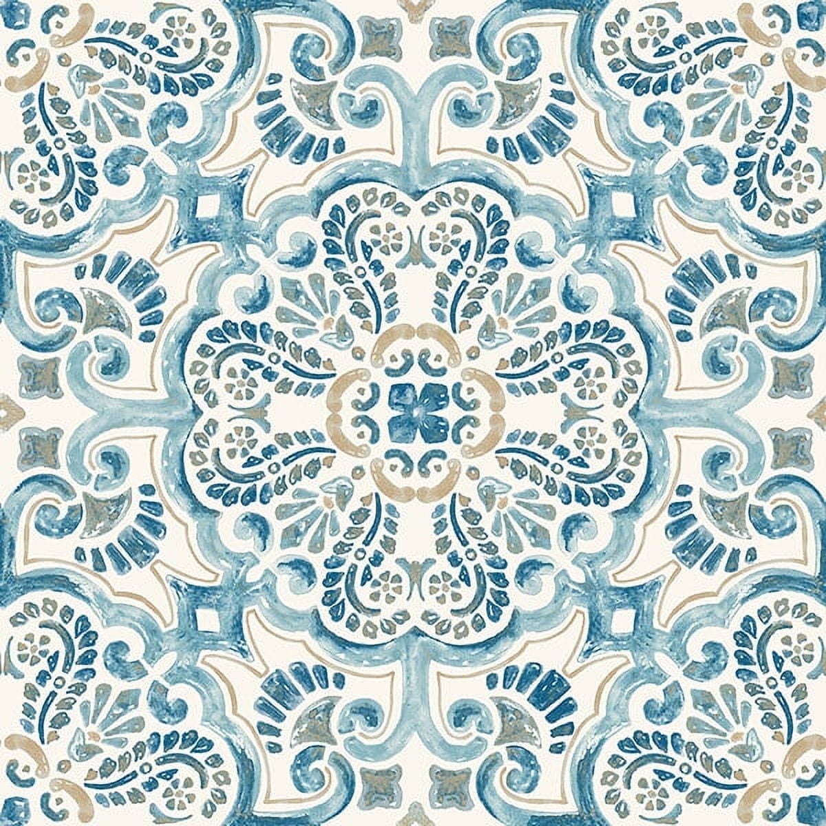 FloorPops! Fontaine Peel and Stick Vinyl Floor Tiles (Blue, 12 in. x 12 in., 10-Pack) 200z1