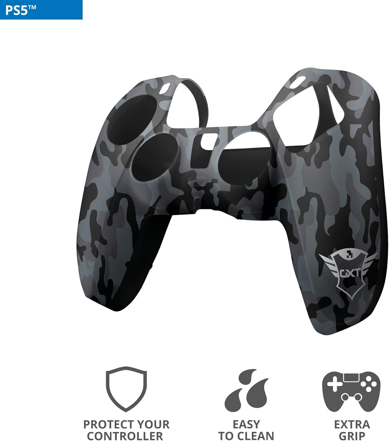 Trust Gaming GXT 748 PS5 Controller Skin, Anti-slip Silicone Protective Cover for DualSense (Black, 1 Pack) 5ruk9