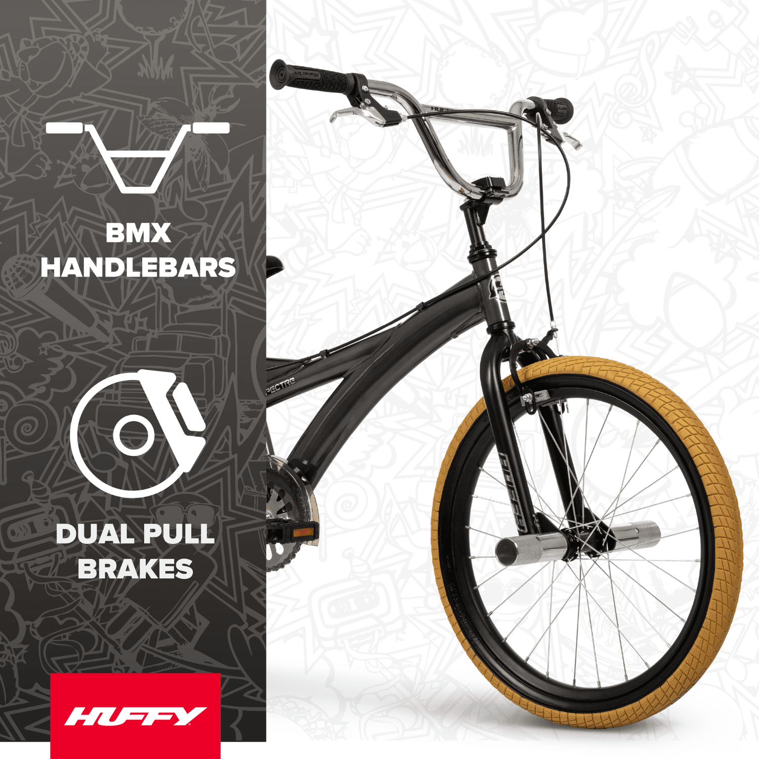 Huffy Spectre BMX Freestyle Bike for Kids and Teens (Smoke Chrome, 20 in) y7qe0