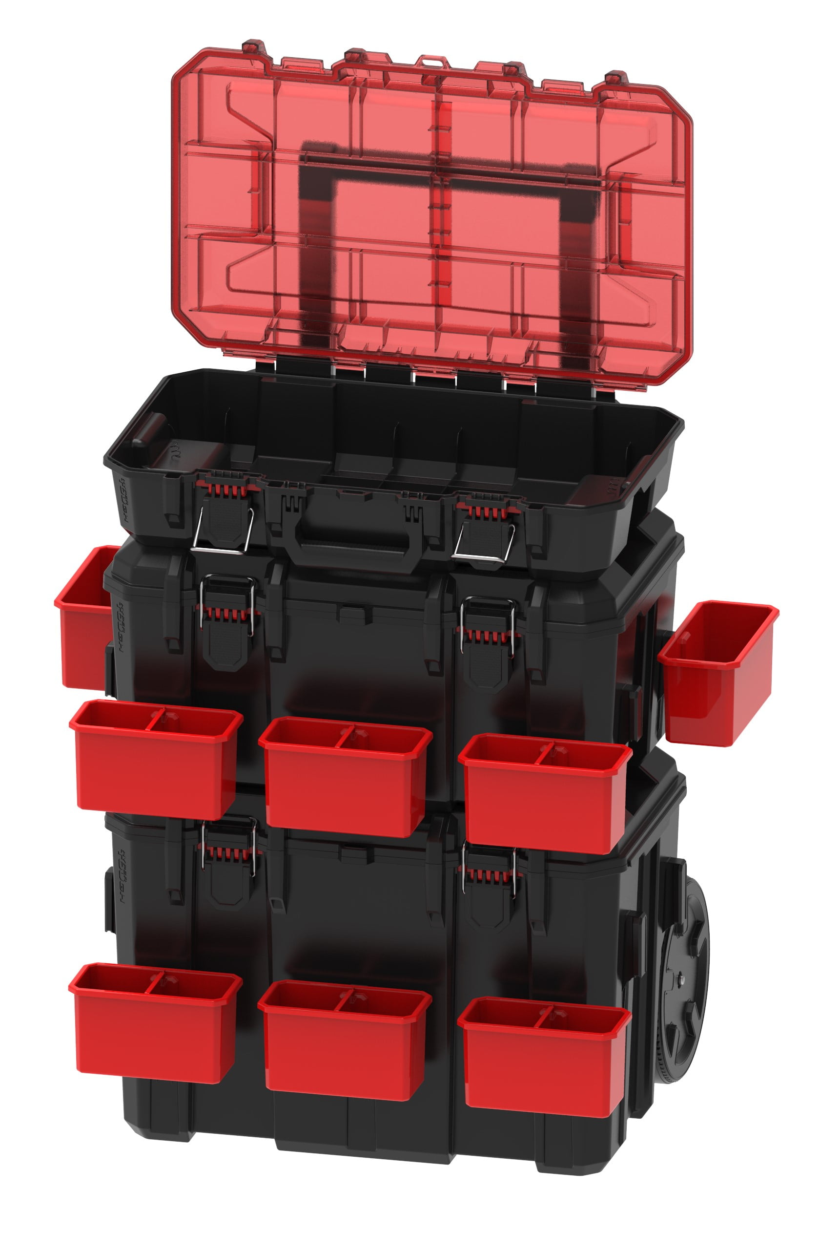Hyper Tough Hyper Stack Tool Box Organizer (Red, 17.5 in x 13.5 in x 5 in) 1cik1