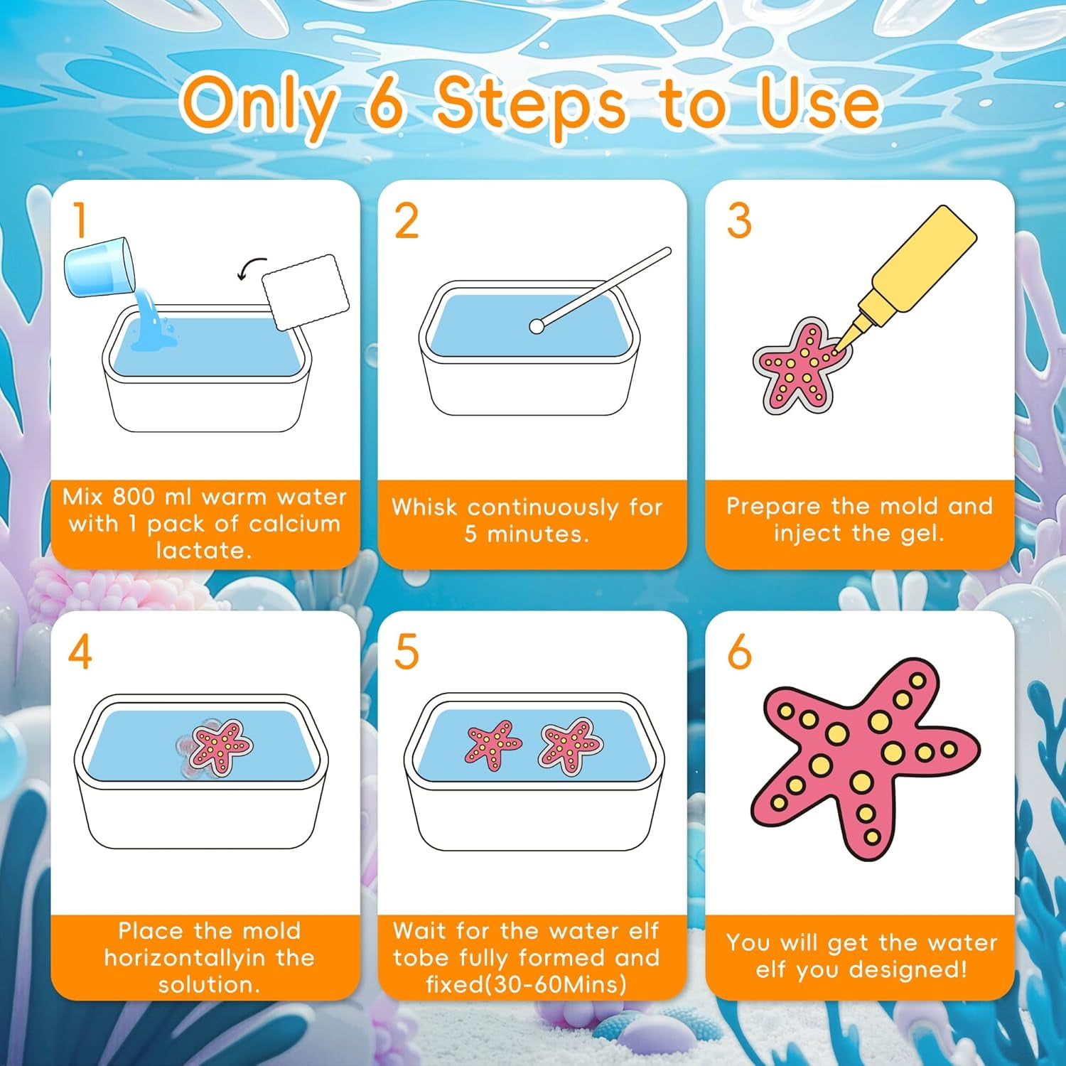 Timetome Magic Water Elf DIY Craft Kit, Sensory Squishy Maker with 20 Gel Colors and 10 Molds (20-Piece Set) 7js5b