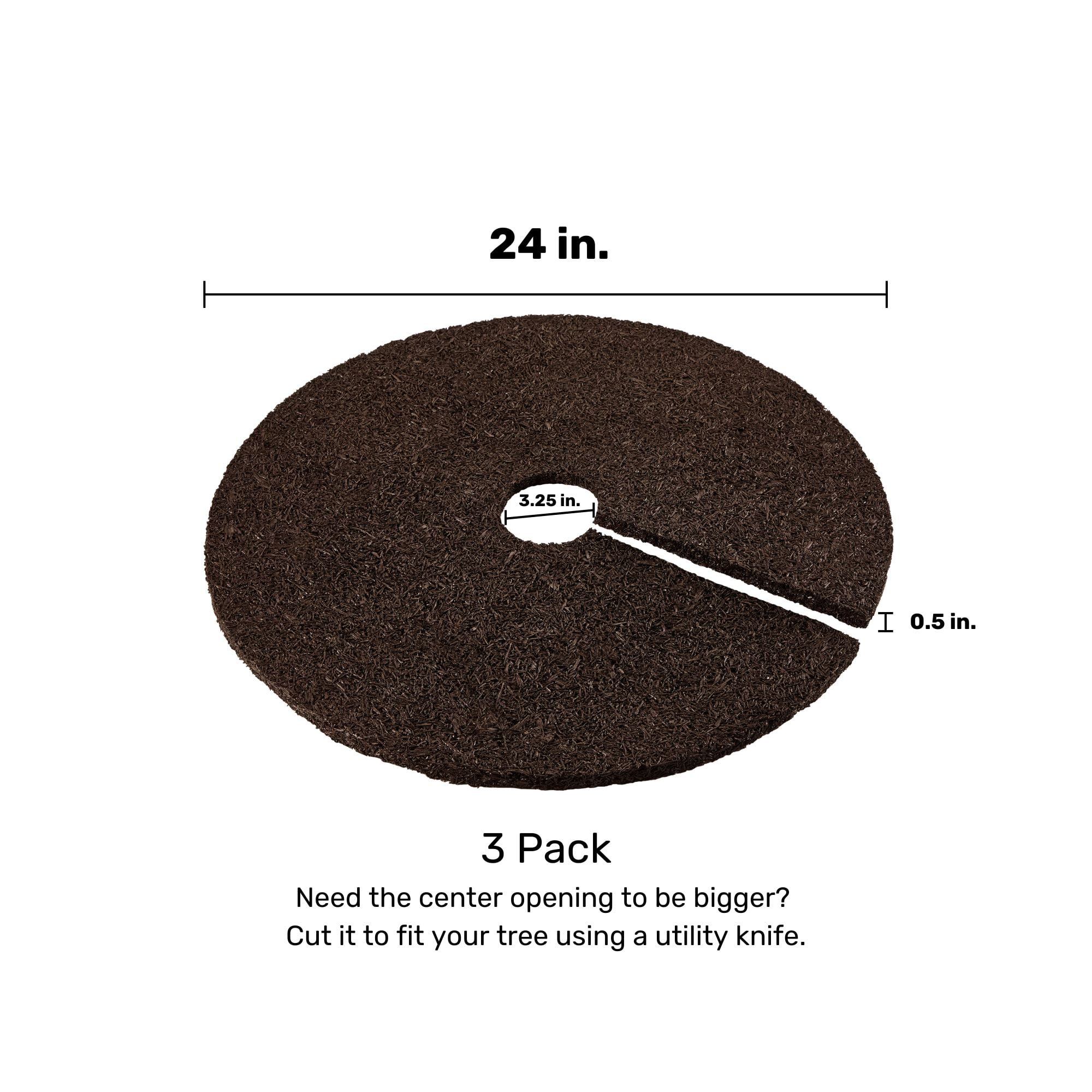 GroundSmart Rubber Mulch Tree Ring, Weed Barrier and Erosion Control (Brown, 24 in, 3 Pack) al311