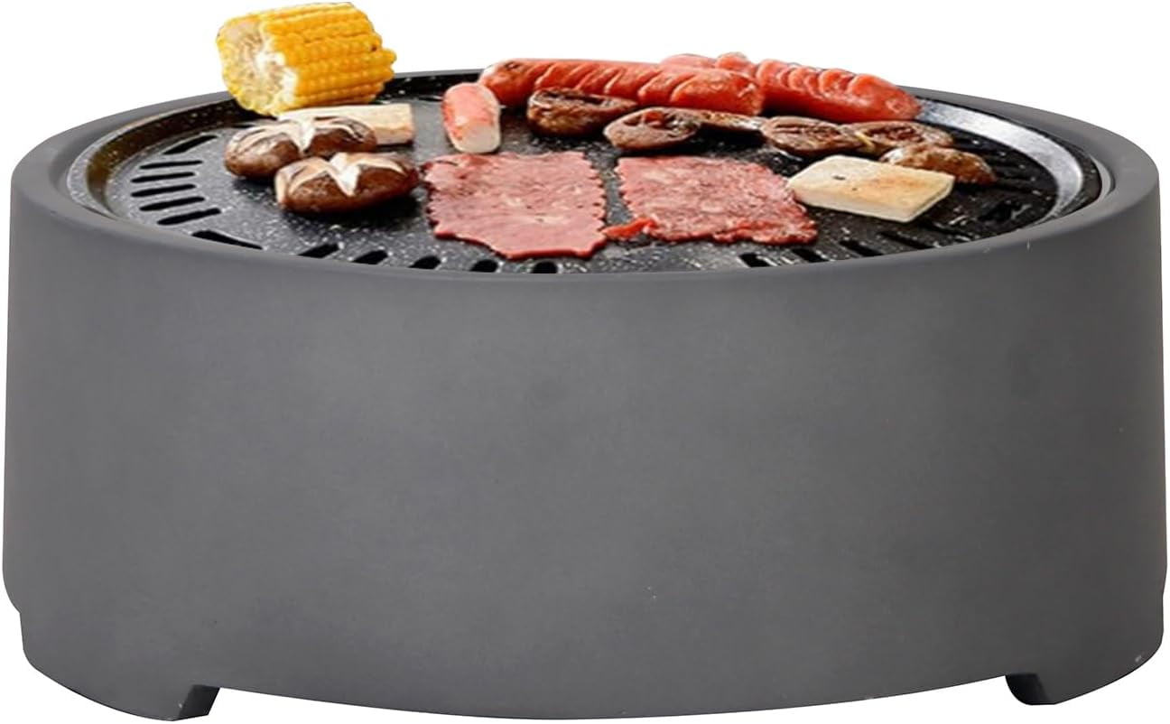 PDP Charcoal Grill Tabletop BBQ Smoker for Outdoor Camping and Patio (Gray, 15 in) 0aiya