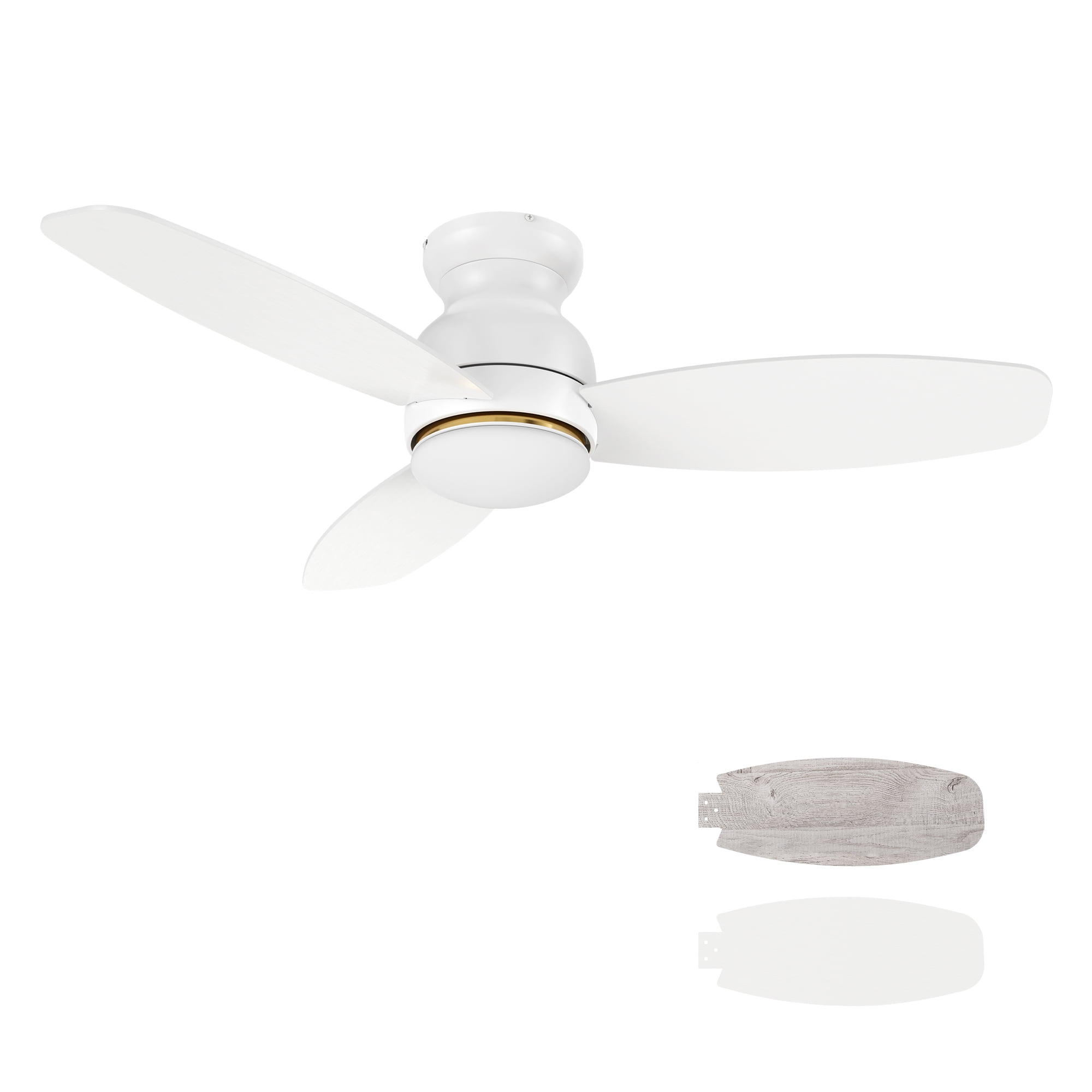 Carro 48 in 3-Blade Low Profile Indoor Ceiling Fan with LED Light and Remote (White, 48 in) xz3v0