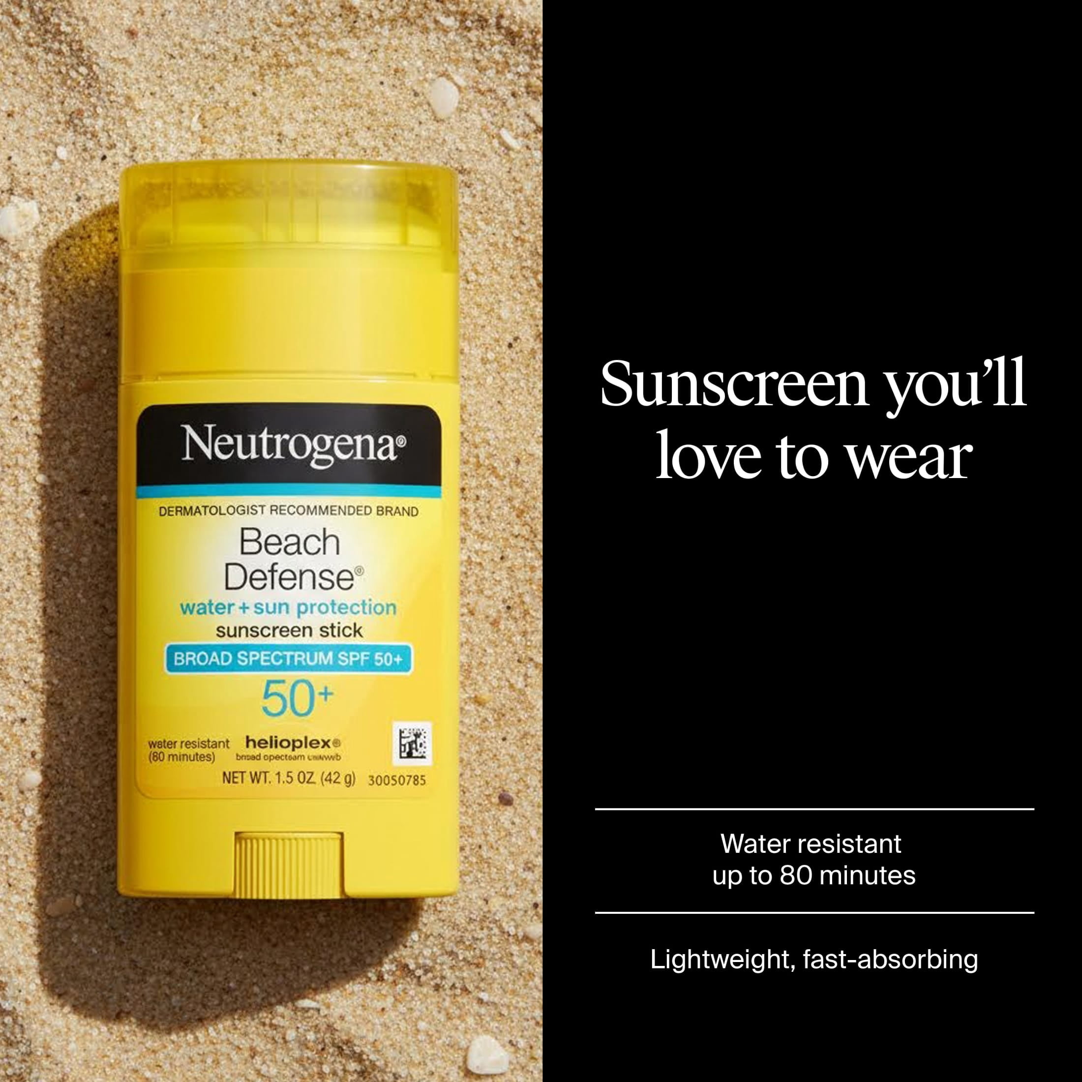 Neutrogena Beach Defense SPF 50+ Face Sunscreen Stick, Broad Spectrum UVA/UVB Protection (1.5 oz) too7d