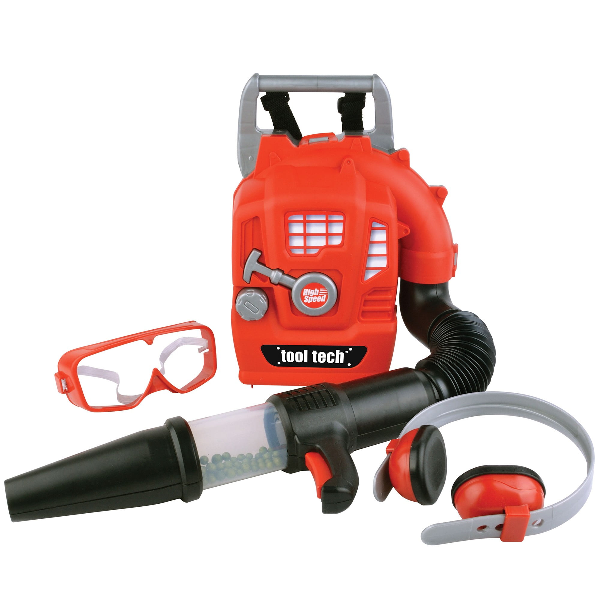 Red Box Power Backpack Leaf Blower Toy with Realistic Sound and Protective Gear (1 Set) nztz0