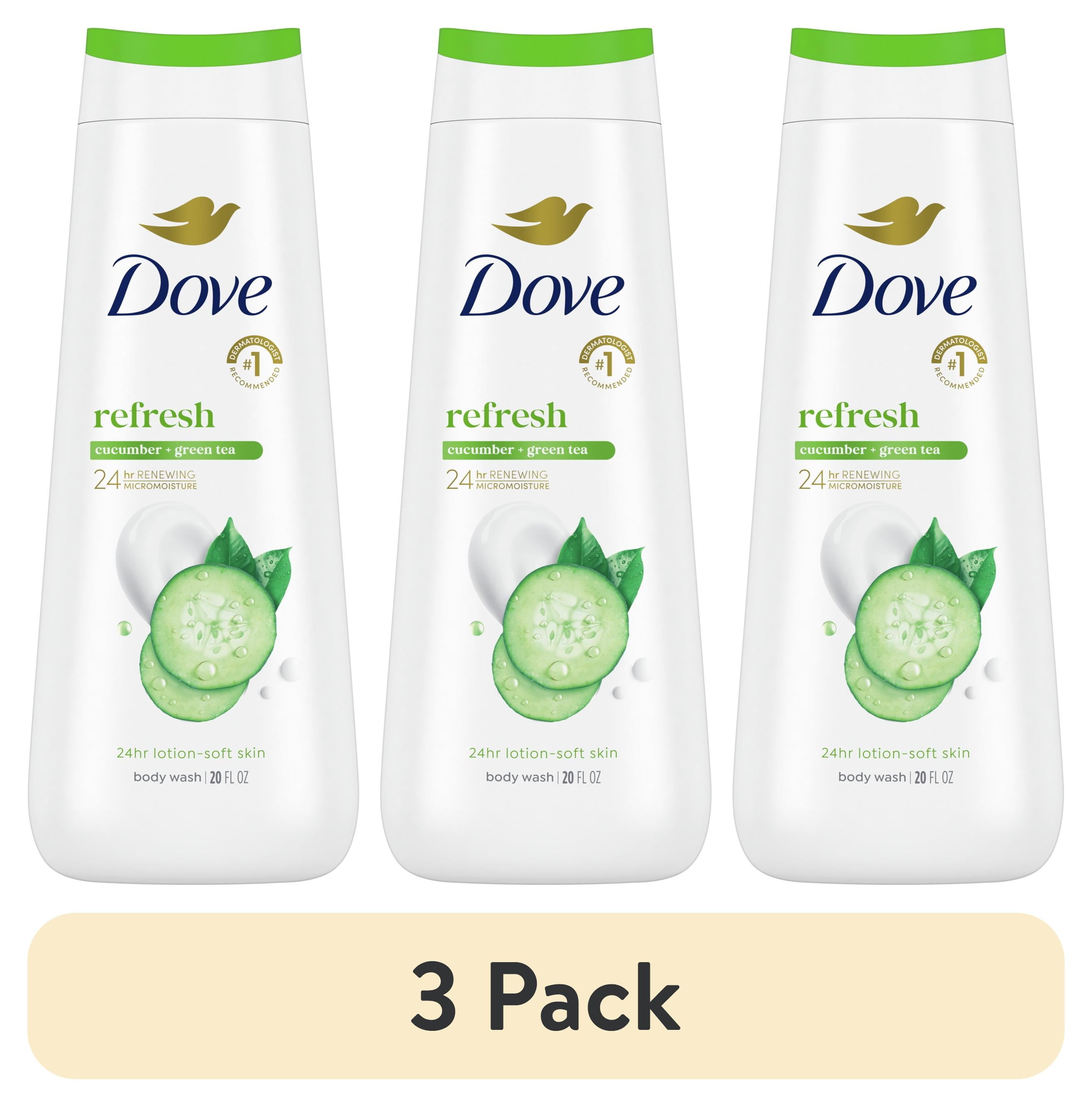 Dove Refreshing Cucumber and Green Tea Body Wash Moisturizing Skin Cleanser (Green, 3 Pack of 20 oz) qqjio