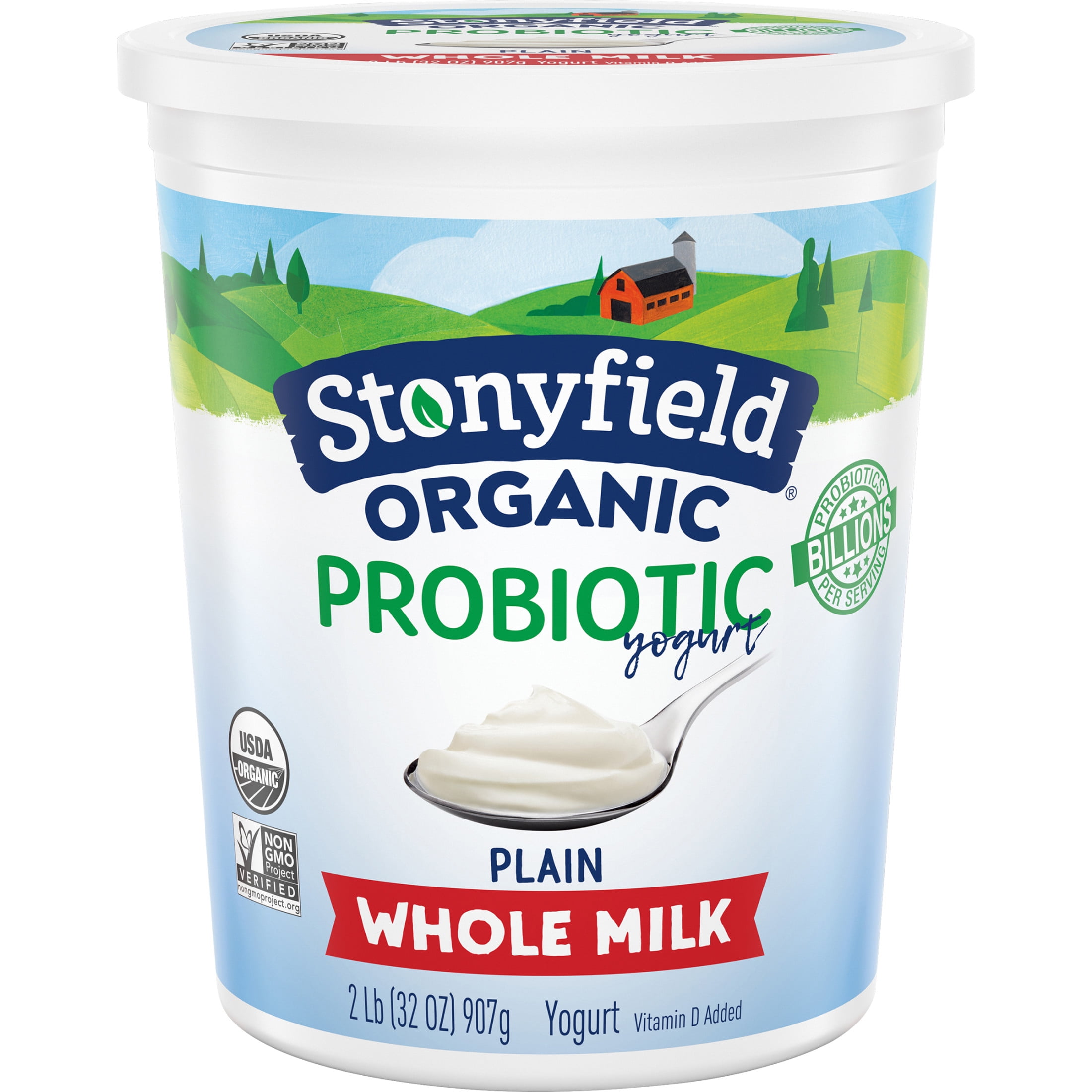 Stonyfield Organic Plain Whole Milk Probiotic Yogurt (32 oz) 4kuss