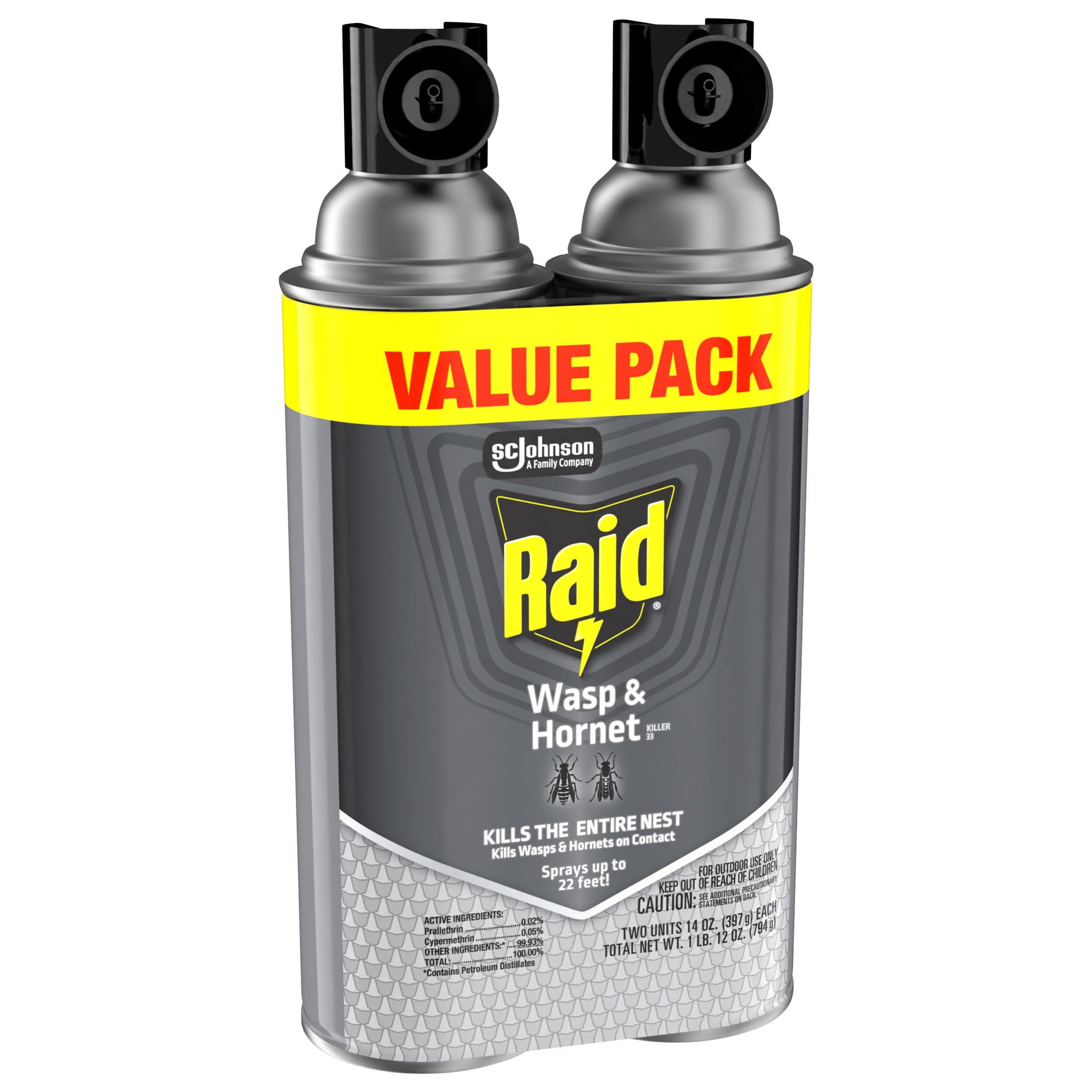 Raid Wasp and Hornet Killer 33 Outdoor Insecticide Spray (2 Pack, 14 oz each) 3e5kk