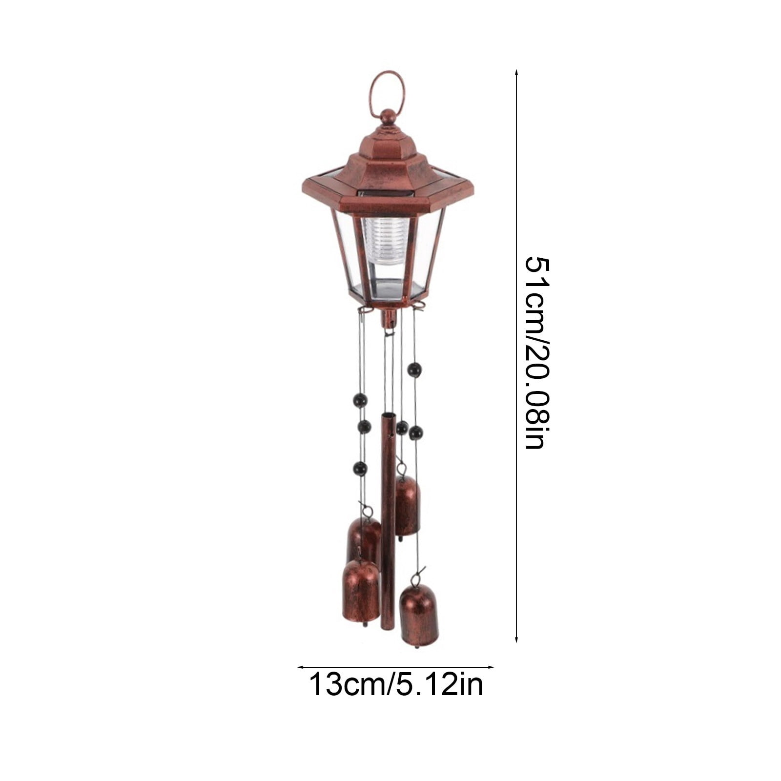 Mrasaso Solar Iron Wind Chime Light, Waterproof Decorative Hanging Chandelier for Patio and Garden (Bronze, 1 Pack) e7x9n
