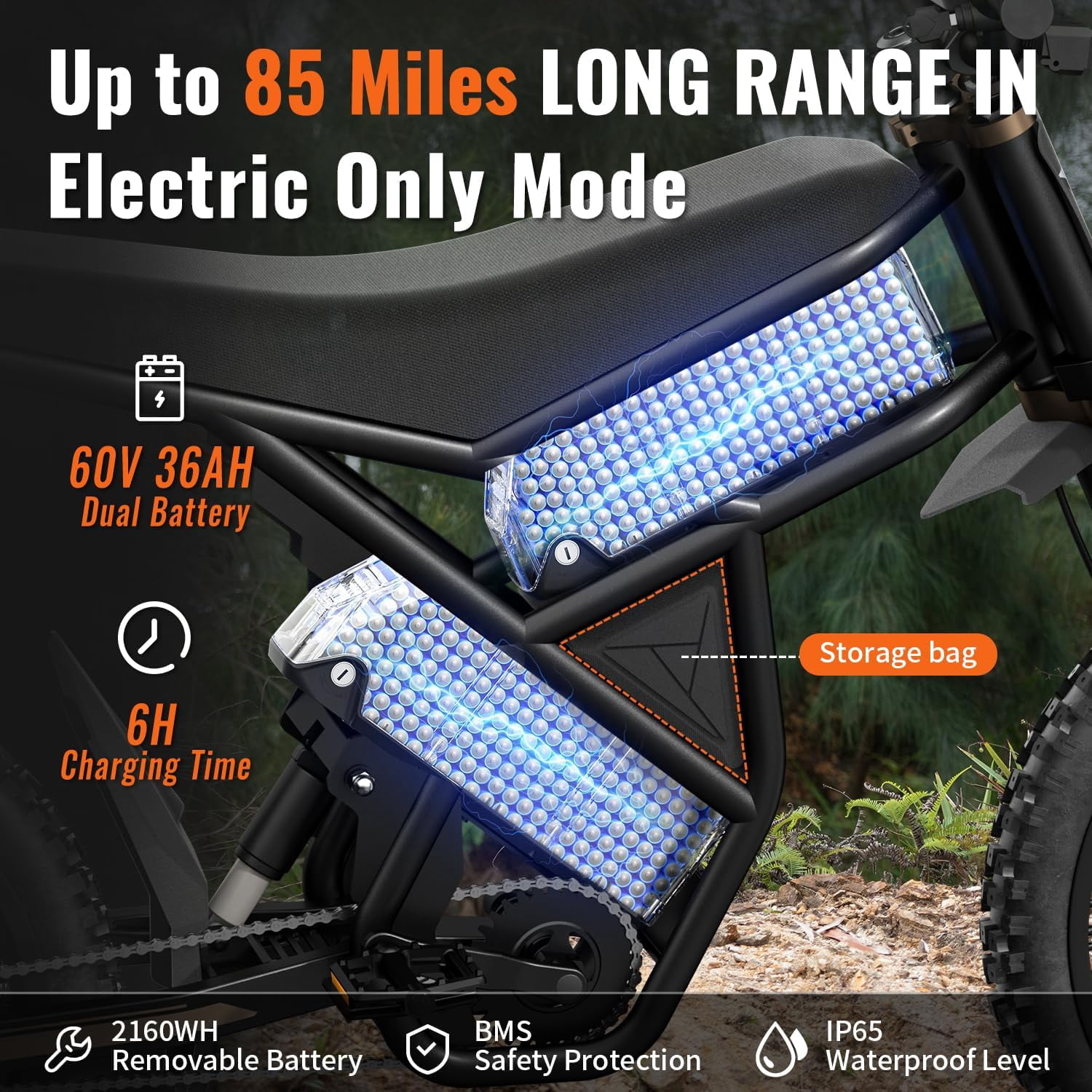 Riding'Times GT73 Pro Electric Bike, 3000W Dual Motor Off-Road E-Bike with Hydraulic Brakes (Black, 25 in x 3 in Tires) wi7x3