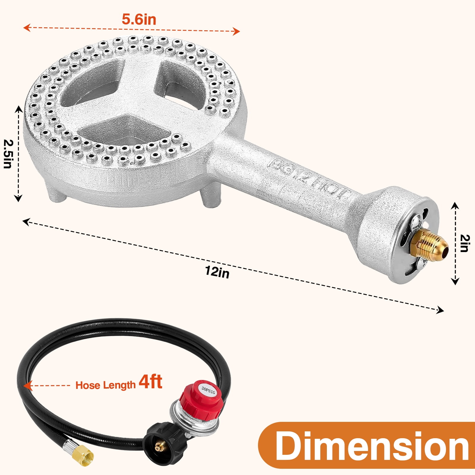 SIXDAY 260,000 BTU High-Pressure Propane Burner Stove, Heavy-Duty Outdoor Gas Cooker with 0-20 PSI Regulator and 4.1 ft Steel-Braided Hose thyy1