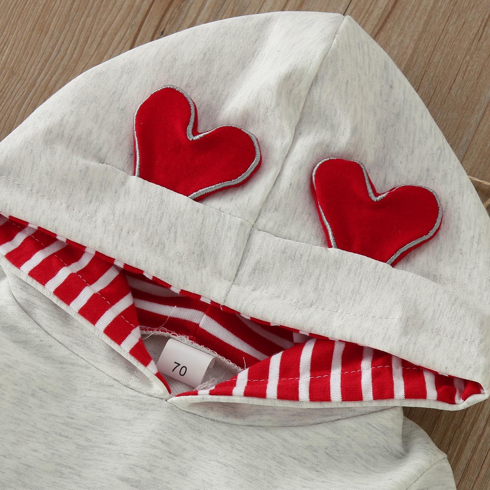 Byoo Baby Boys Valentine's Day Heart Print Hooded Romper (Grey, 12-18 Months) jqbuq